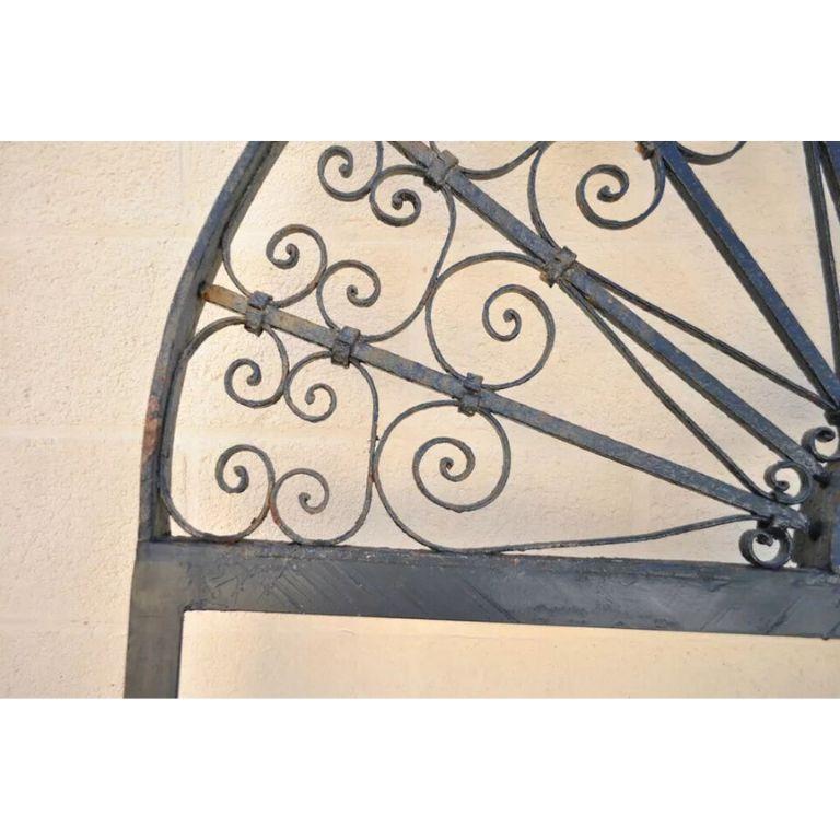 Victorian Vintage Wrought Iron Arch Top 8' Full Length Floor Mirror Frame Garden Element B For Sale