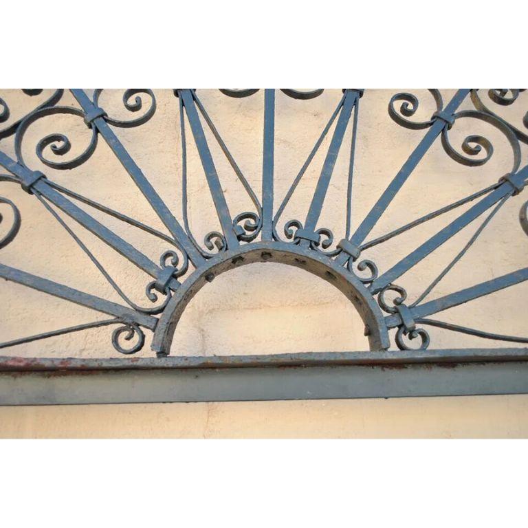 20th Century Vintage Wrought Iron Arch Top 8' Full Length Floor Mirror Frame Garden Element B For Sale