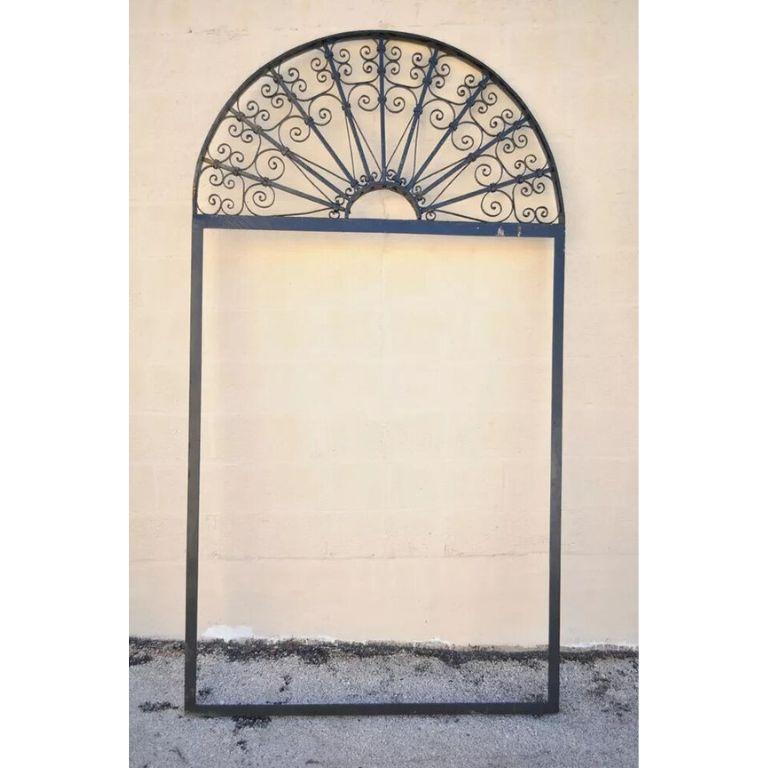 Vintage Wrought Iron Arch Top 8' Full Length Floor Mirror Frame Garden Element B For Sale 2