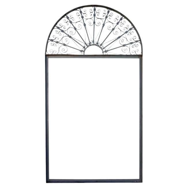 Vintage Wrought Iron Arch Top 8' Full Length Floor Mirror Frame Garden Element B For Sale
