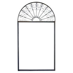 Retro Wrought Iron Arch Top 8' Full Length Floor Mirror Frame Garden Element B
