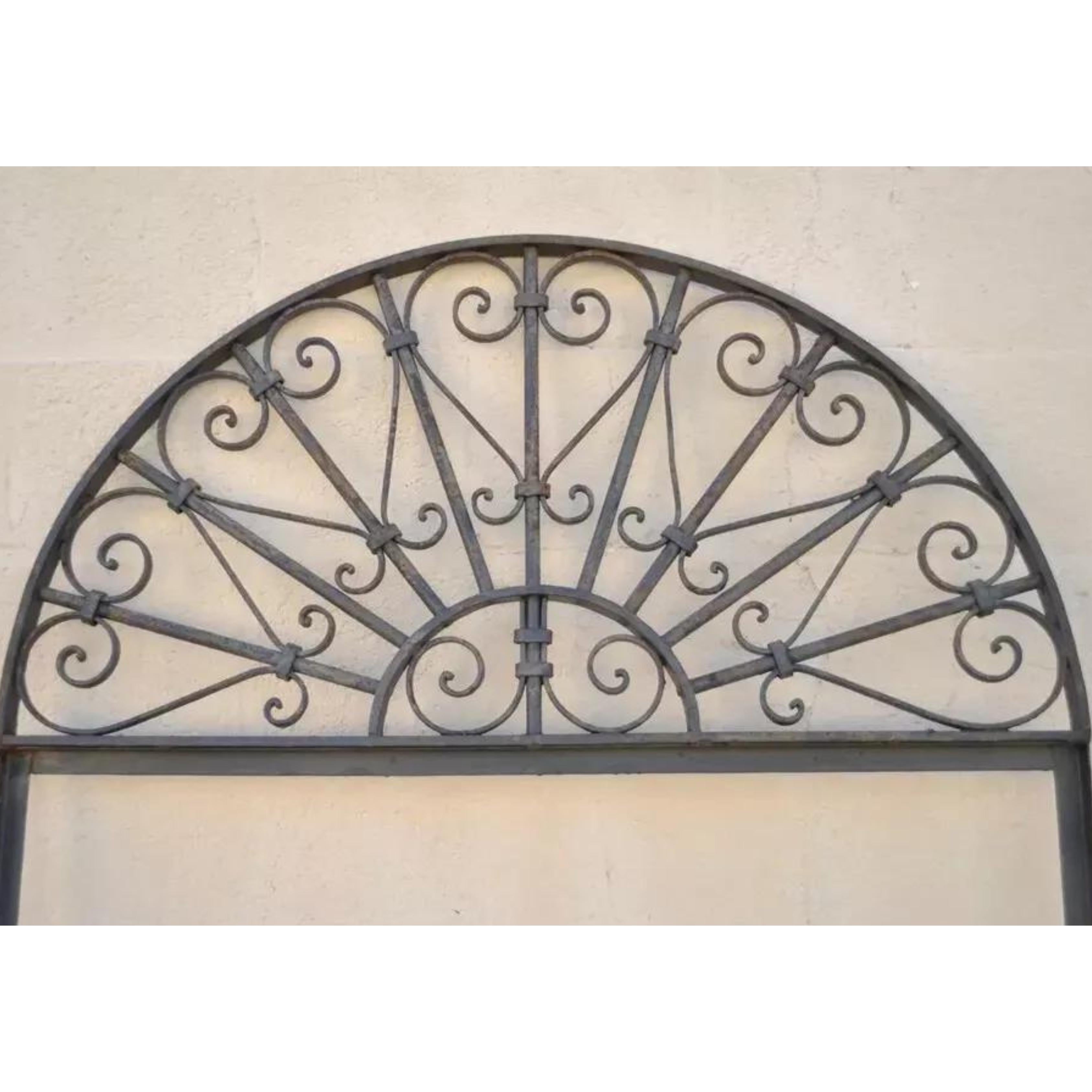 Vintage Wrought Iron Arch Top 8' Full Length Floor Mirror Frame Garden Element (C). Item features a handmade frame with ornate scrolling details. Great to use as a tall full length mirror. Listing does not include glass or hardware. Buyer
