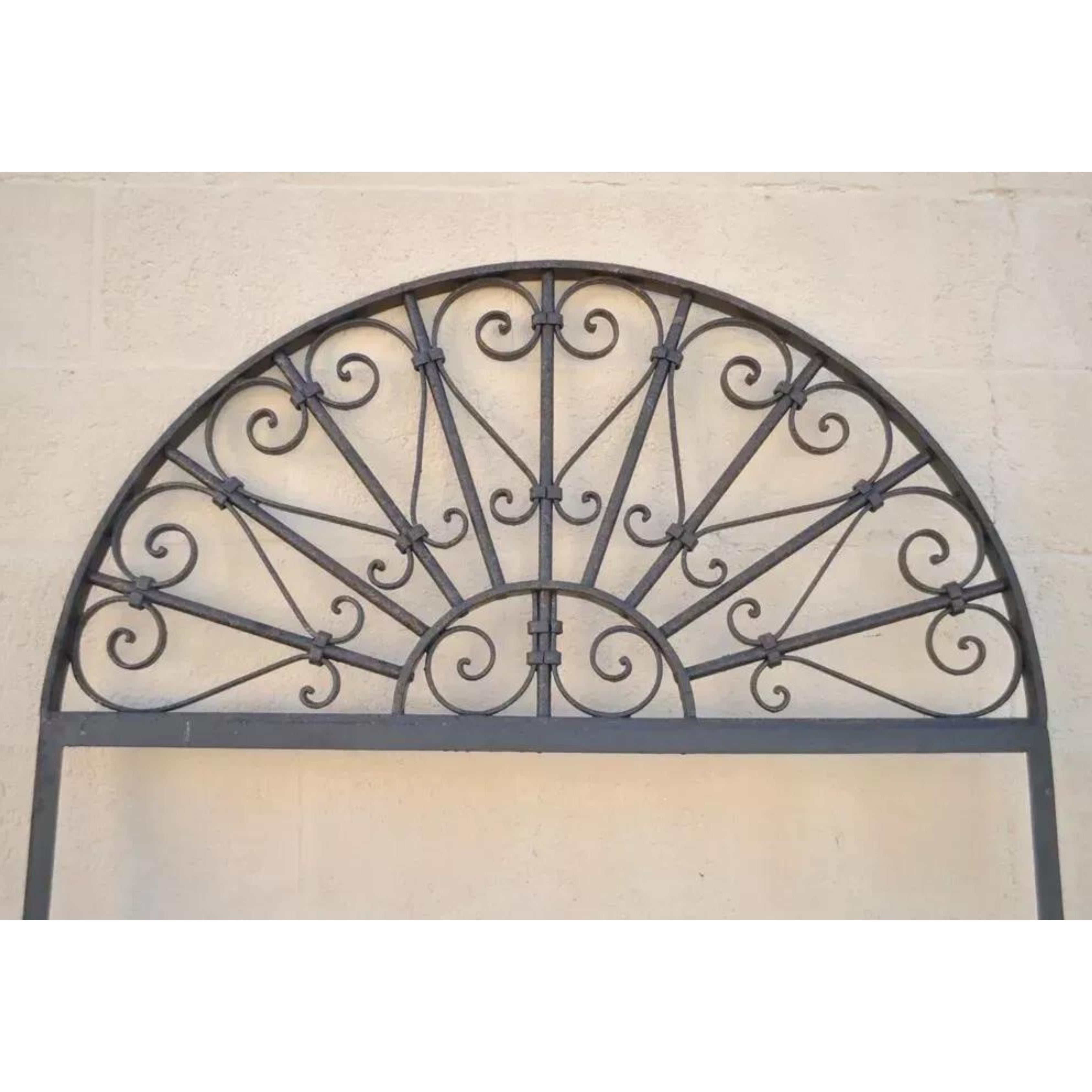Vintage Wrought Iron Arch Top 8' Full Length Floor Mirror Frame Garden Element C For Sale 1