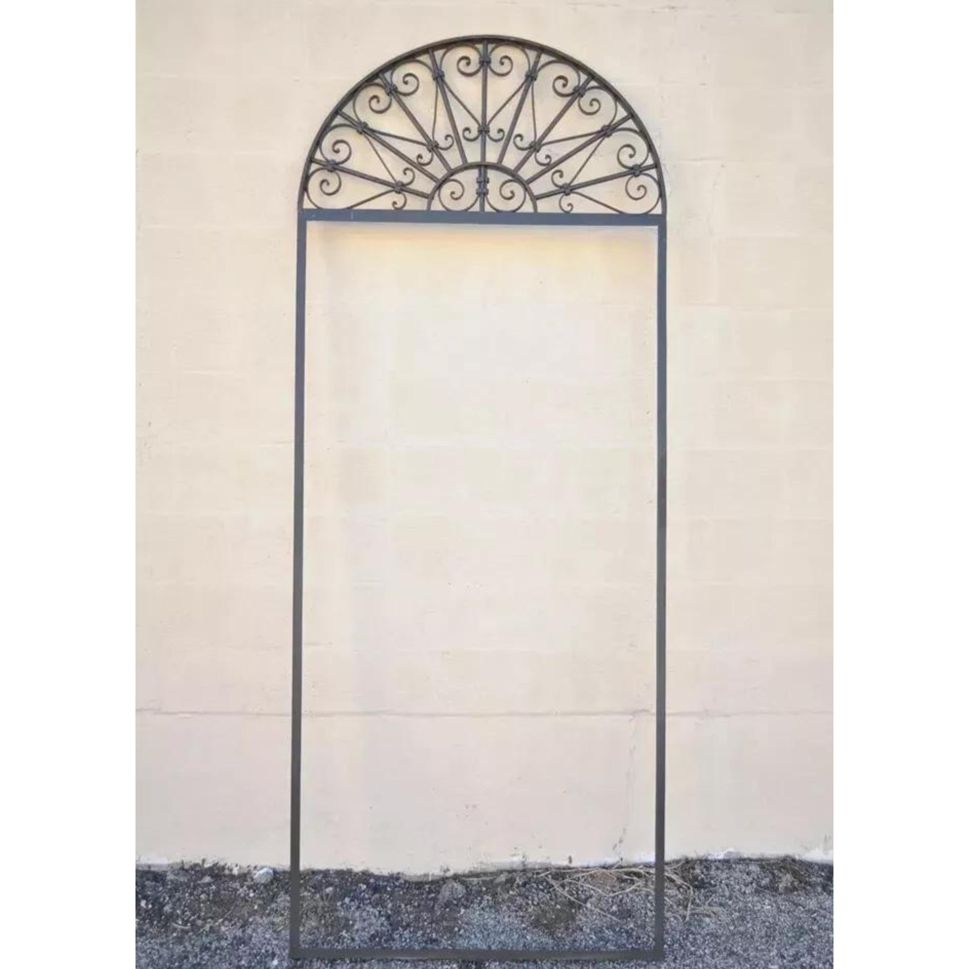 Vintage Wrought Iron Arch Top 8' Full Length Floor Mirror Frame Garden Element C For Sale 2