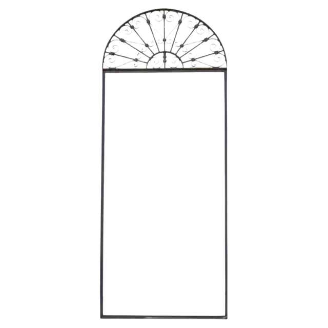 Vintage Coastal Washed Pencil Reed Arched Floor Mirror For Sale at 1stDibs