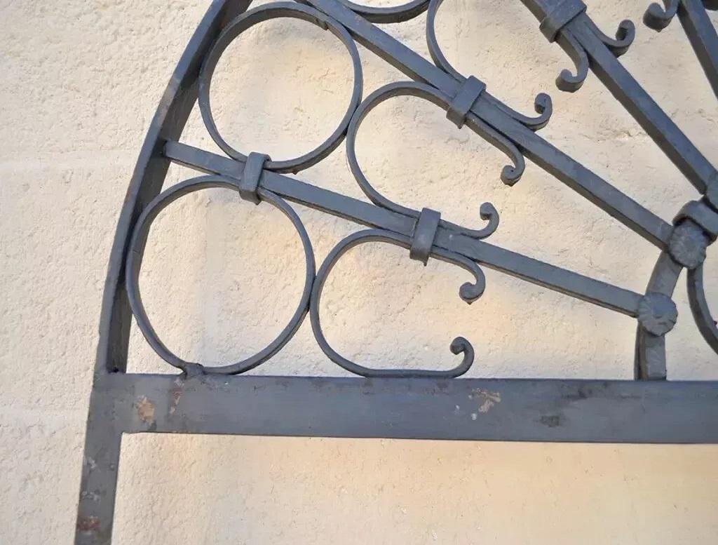 Unknown Vintage Wrought Iron Arch Top 8' Full Length Floor Mirror Frame Garden Element For Sale