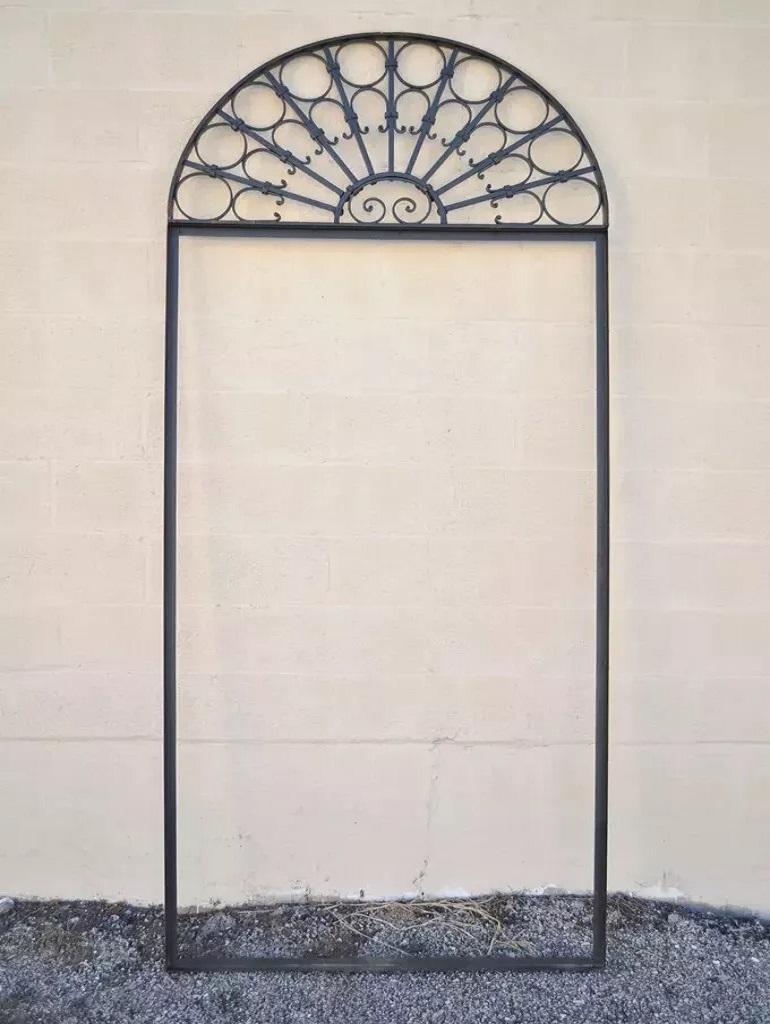 Vintage Wrought Iron Arch Top 8' Full Length Floor Mirror Frame Garden Element For Sale 2