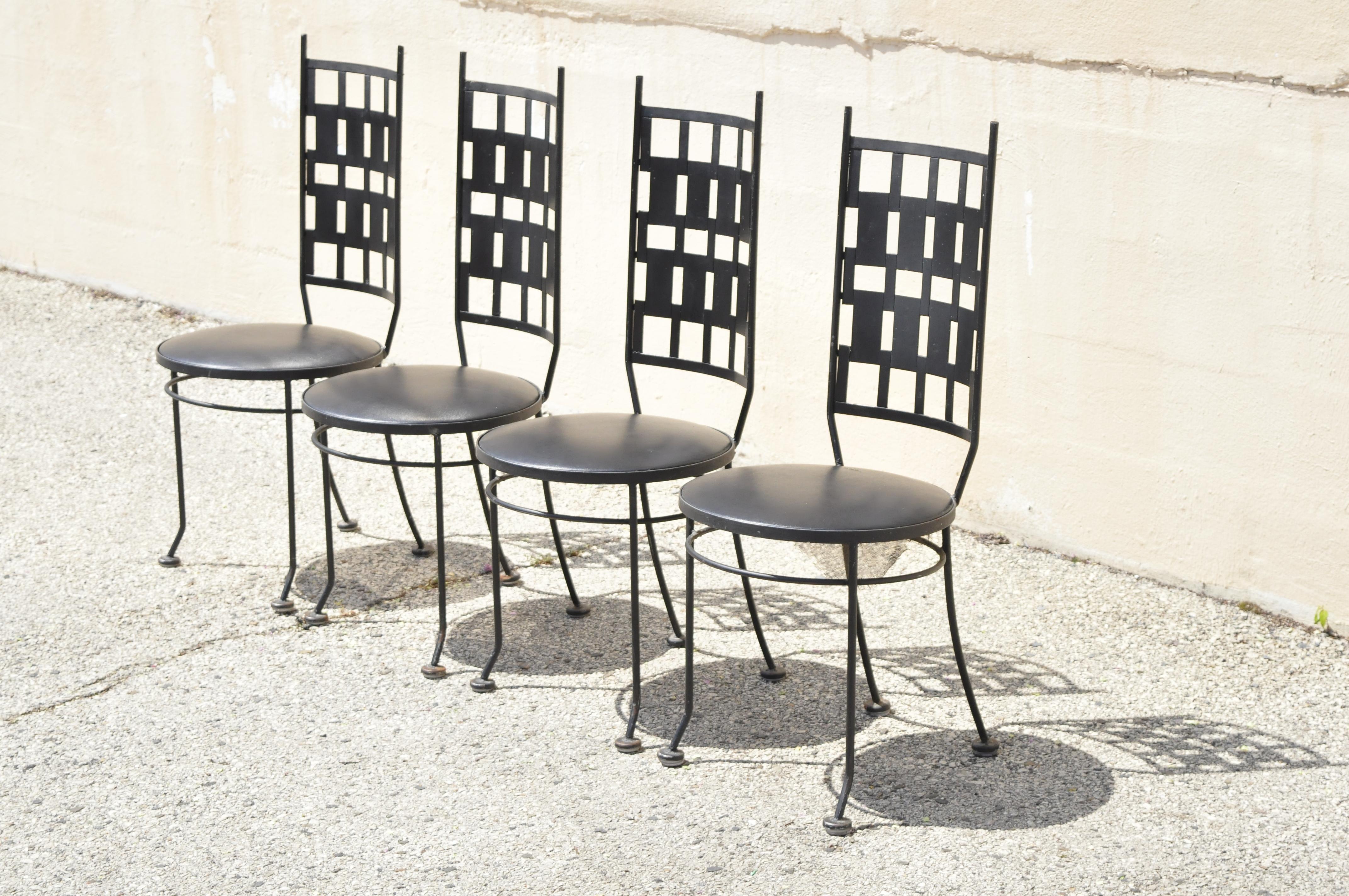 Vintage Wrought Iron Atomic Era Mid-Century Modern Dining Chairs, Set of 4 For Sale 3