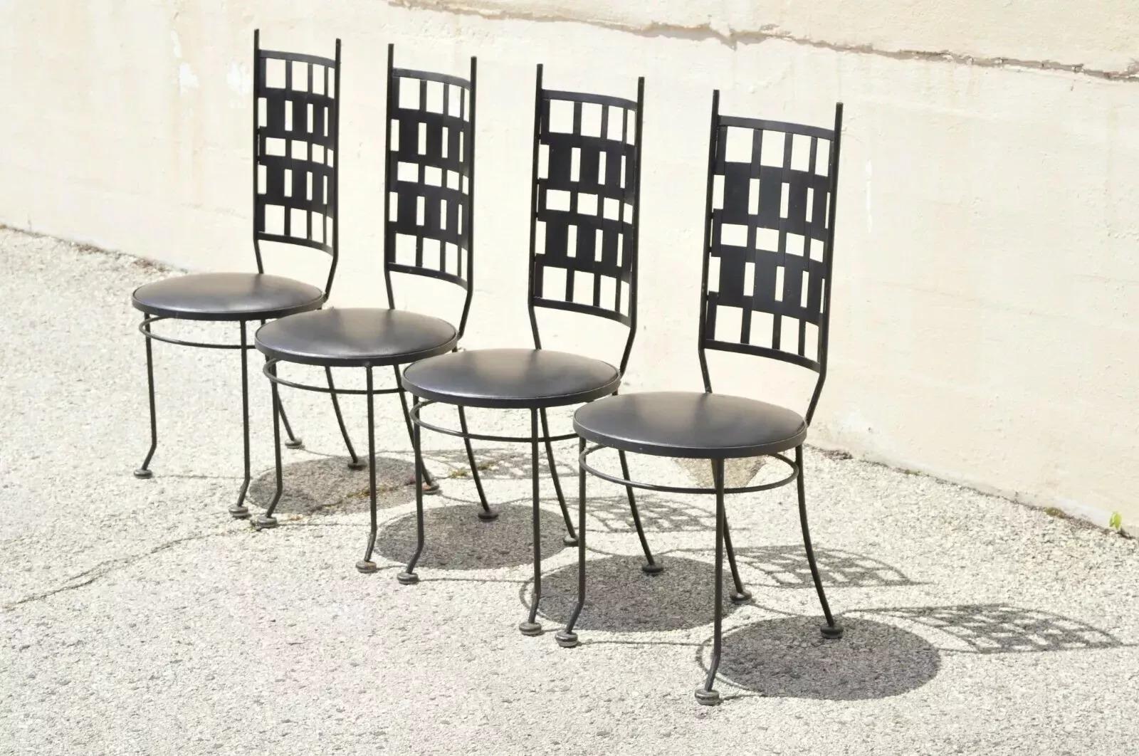 Vintage Wrought Iron Atomic Era Mid Century Modern Dining Chairs - Set of 4 For Sale 6