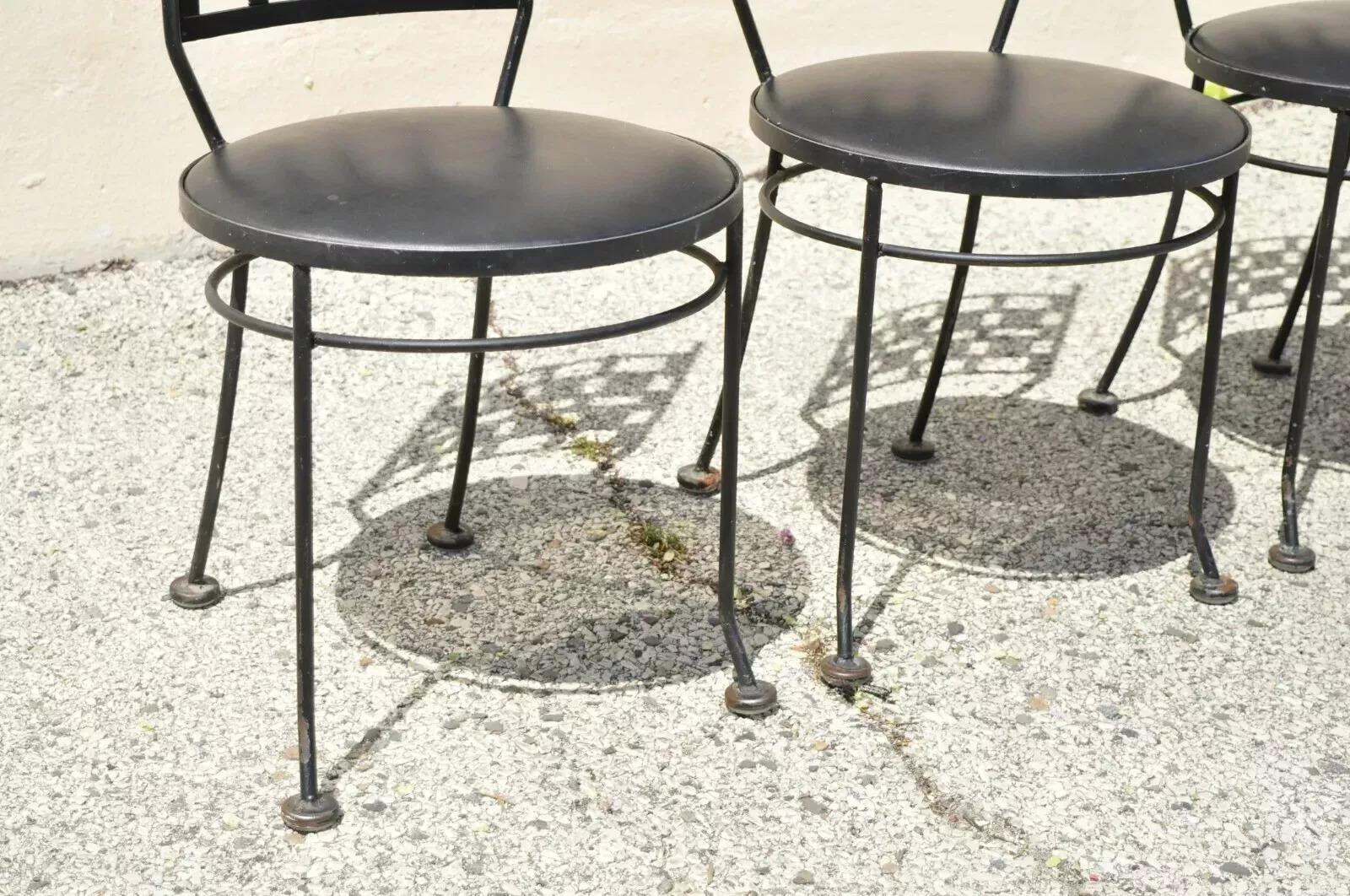 Unknown Vintage Wrought Iron Atomic Era Mid Century Modern Dining Chairs - Set of 4 For Sale
