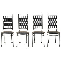 Retro Wrought Iron Atomic Era Mid-Century Modern Dining Chairs, Set of 4