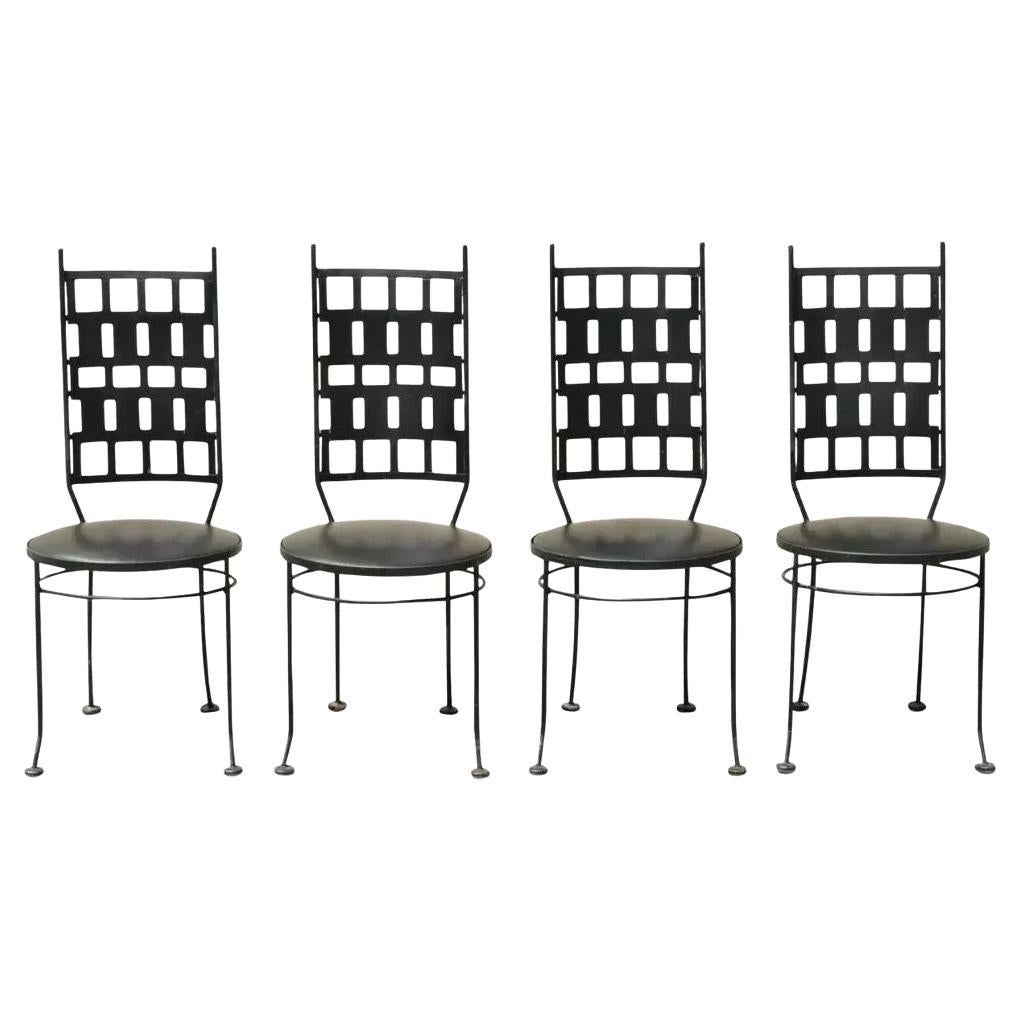 Vintage Wrought Iron Atomic Era Mid Century Modern Dining Chairs - Set of 4