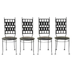 Vintage Wrought Iron Atomic Era Mid Century Modern Dining Chairs - Set of 4