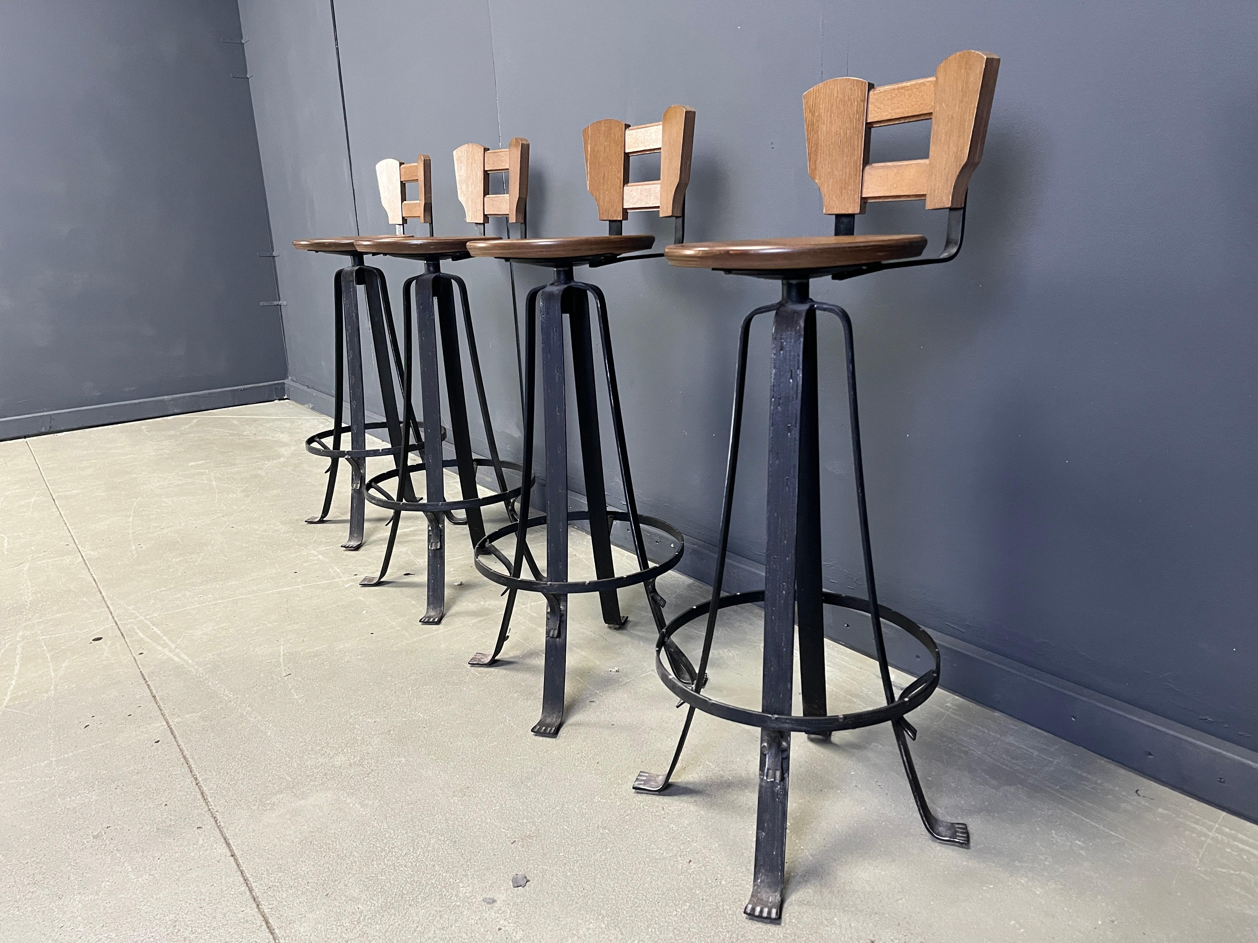 Vintage wrought iron bar stools, 1970s - set of 4 For Sale 3