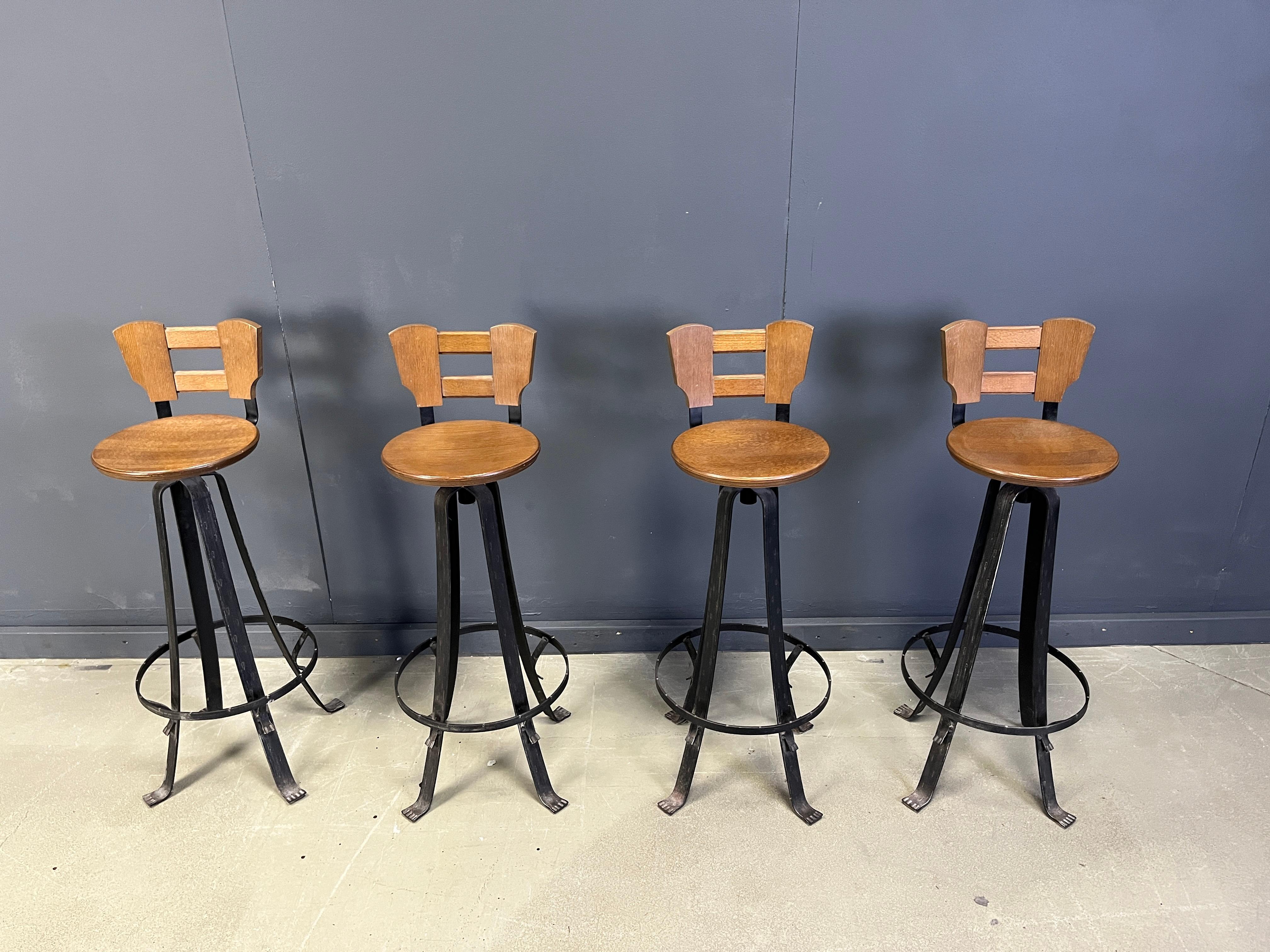 Vintage wrought iron bar stools, 1970s - set of 4 For Sale 5