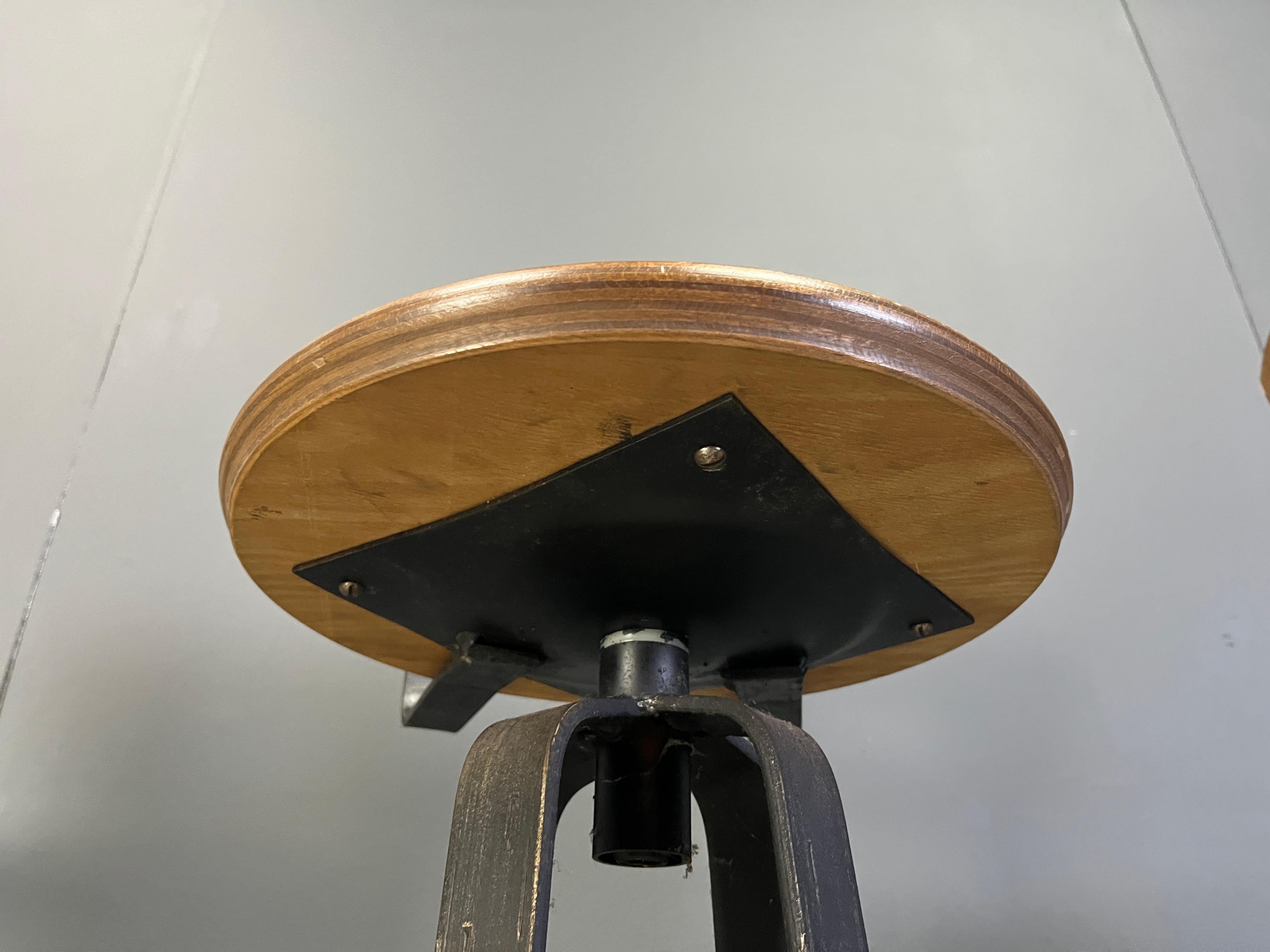 Industrial Vintage wrought iron bar stools, 1970s - set of 4 For Sale