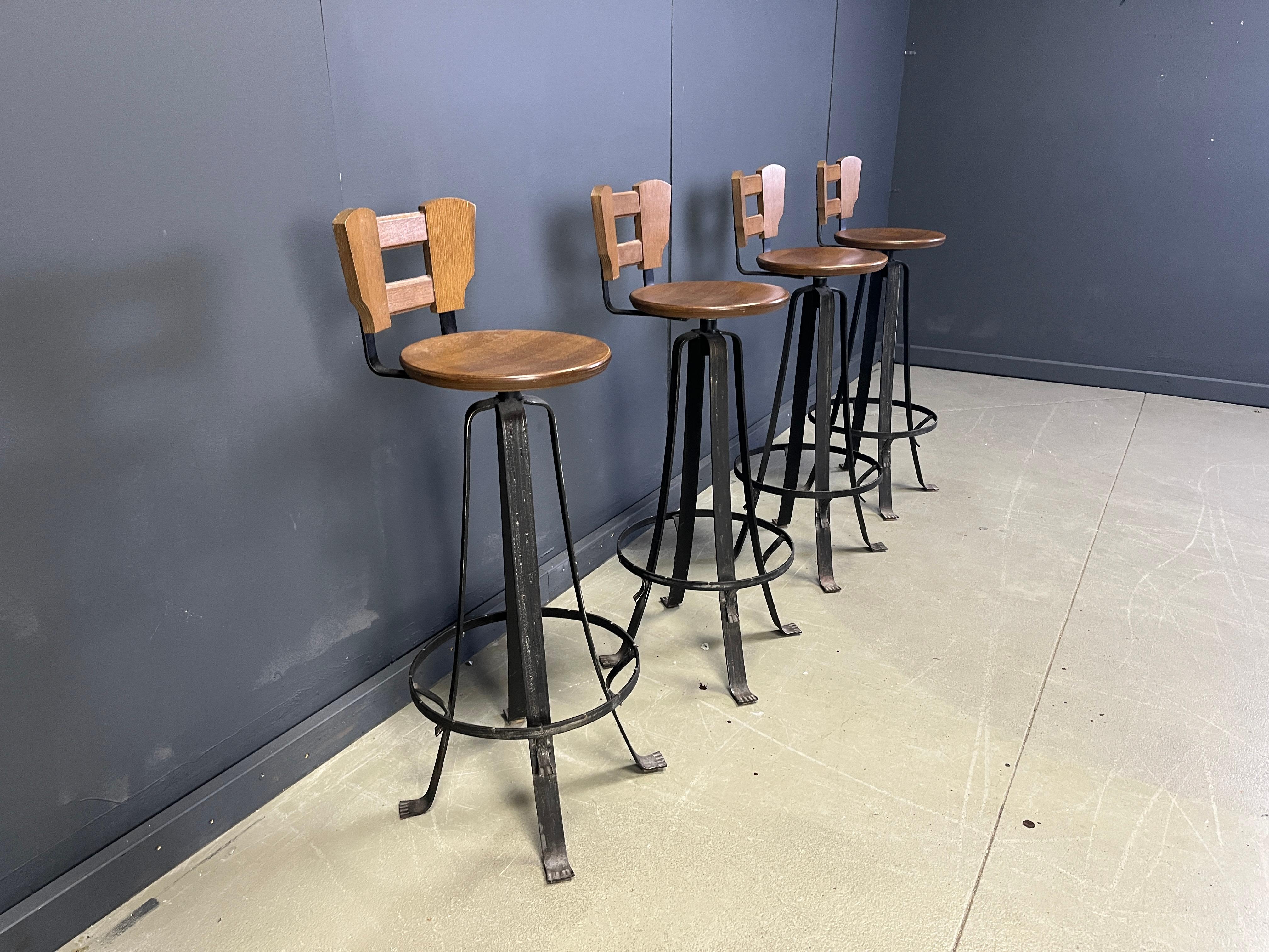 Vintage wrought iron bar stools, 1970s - set of 4 For Sale 1