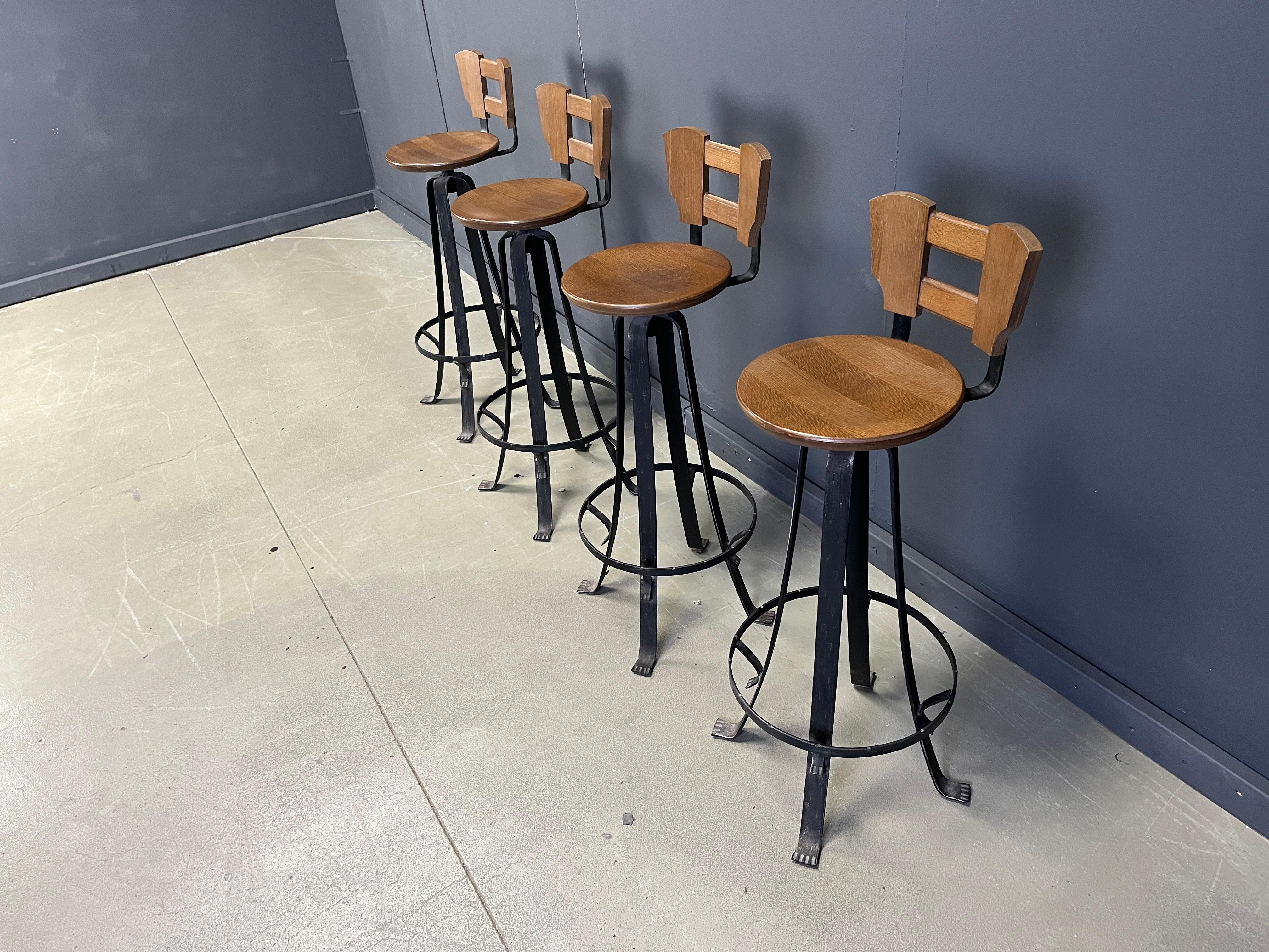 Vintage wrought iron bar stools, 1970s - set of 4 For Sale 2