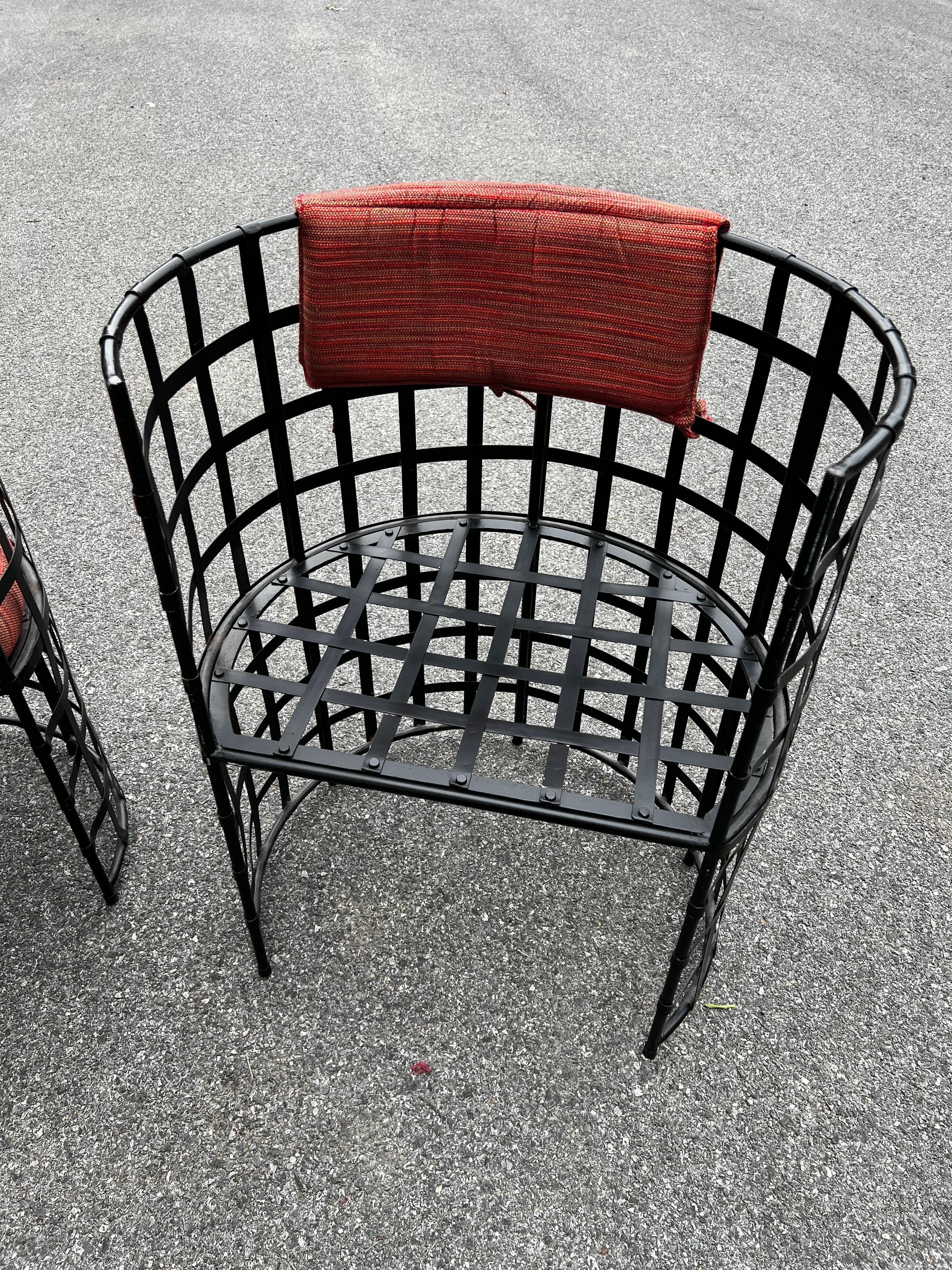 Unknown Vintage Wrought Iron Barrel Chairs in Tuscan Style, a Pair For Sale
