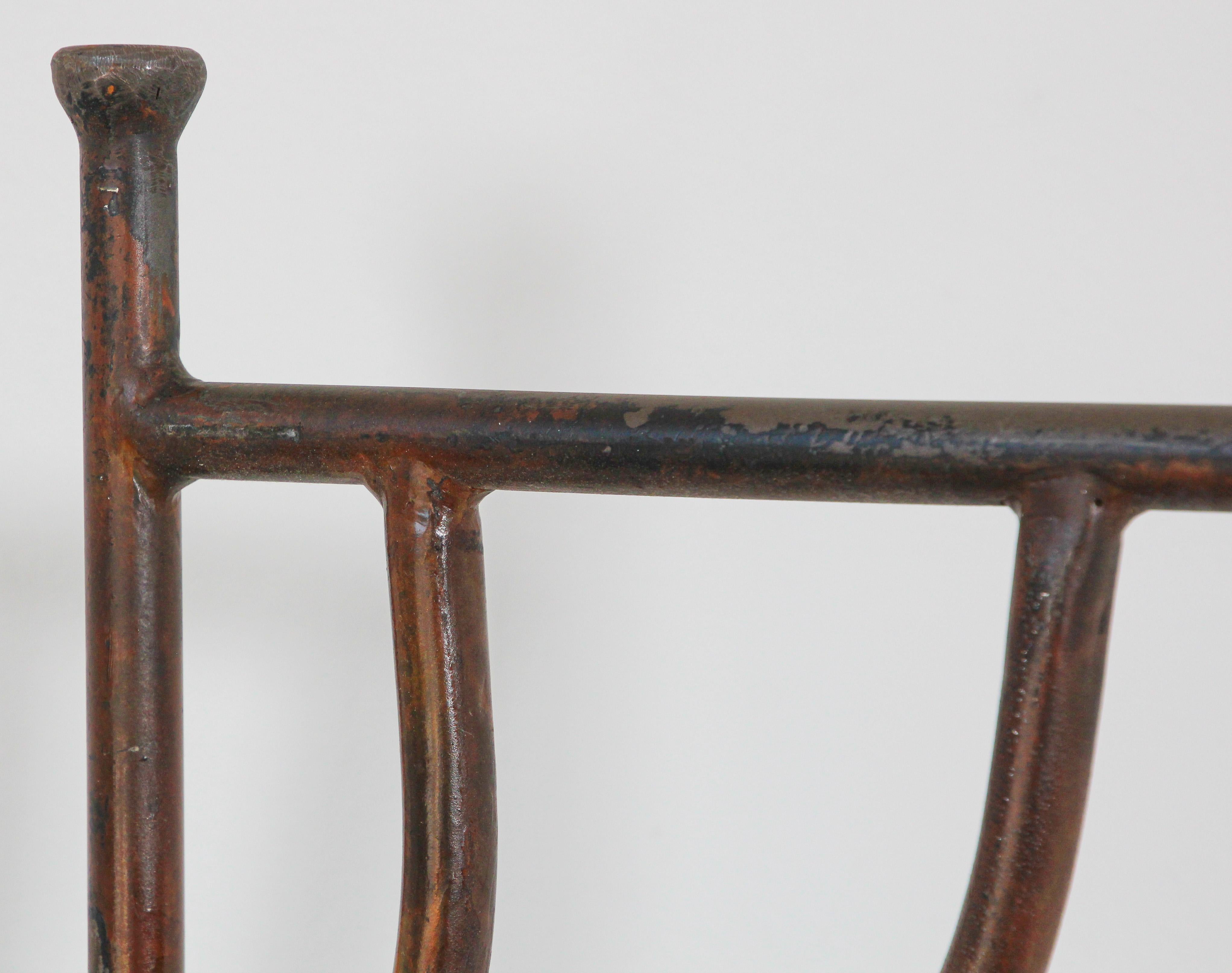 20th Century Vintage Wrought Iron Barstools with Back Set of Two Spanish Revival For Sale