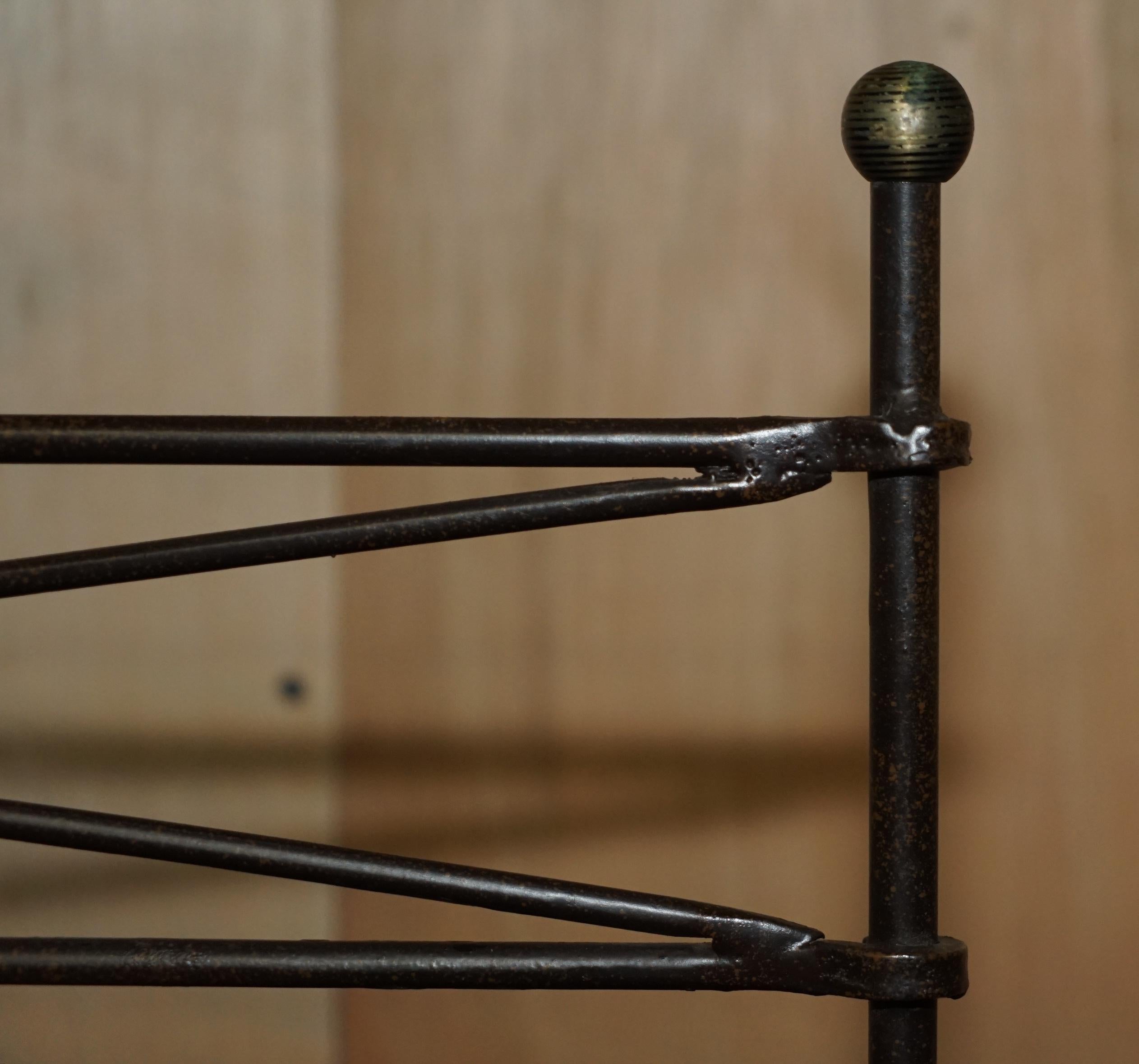 Vintage Wrought Iron, Bergere & Hardwood Triple Panel Room Divider For Sale 5