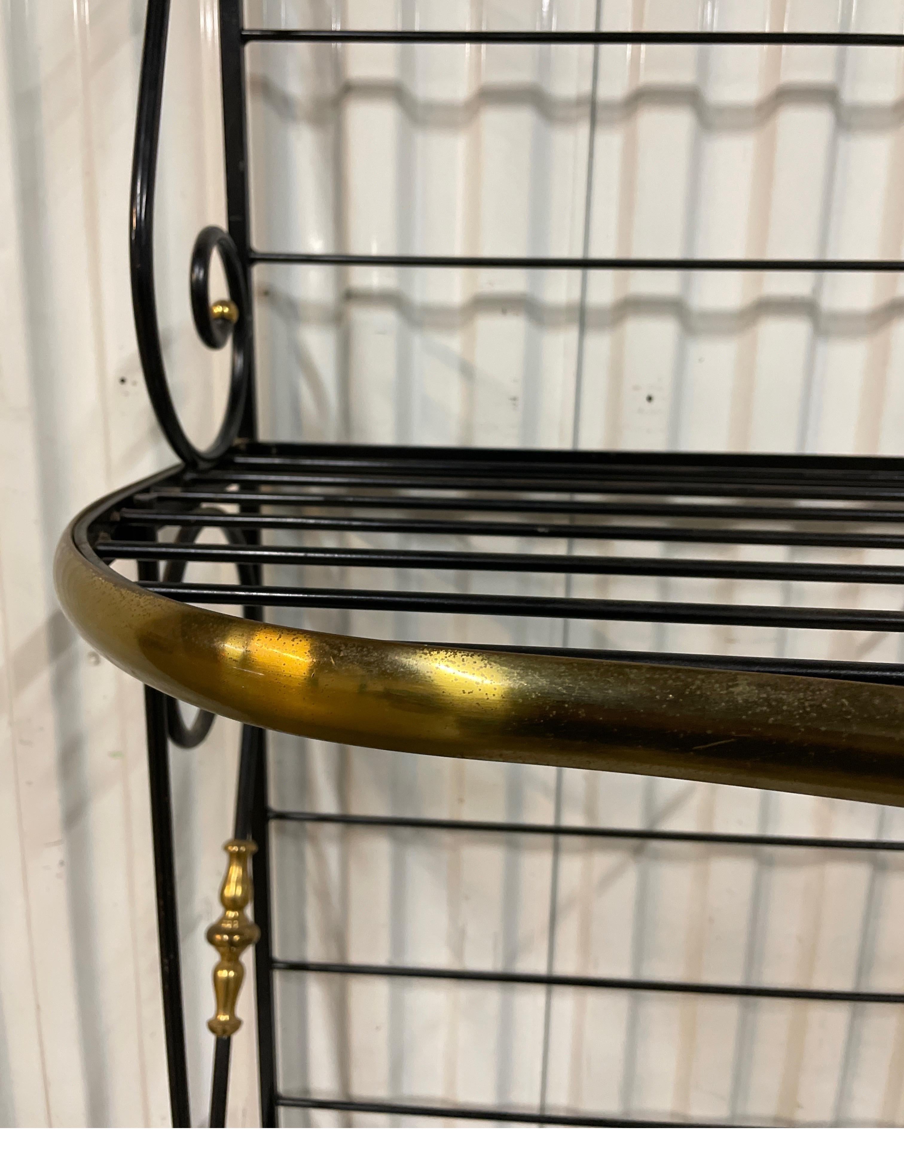 Vintage Wrought Iron & Brass French Baker's Rack 3