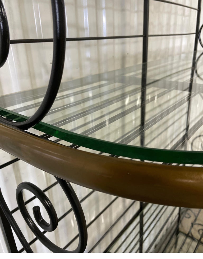 Vintage Wrought Iron and Brass French Baker's Rack For Sale at 1stDibs