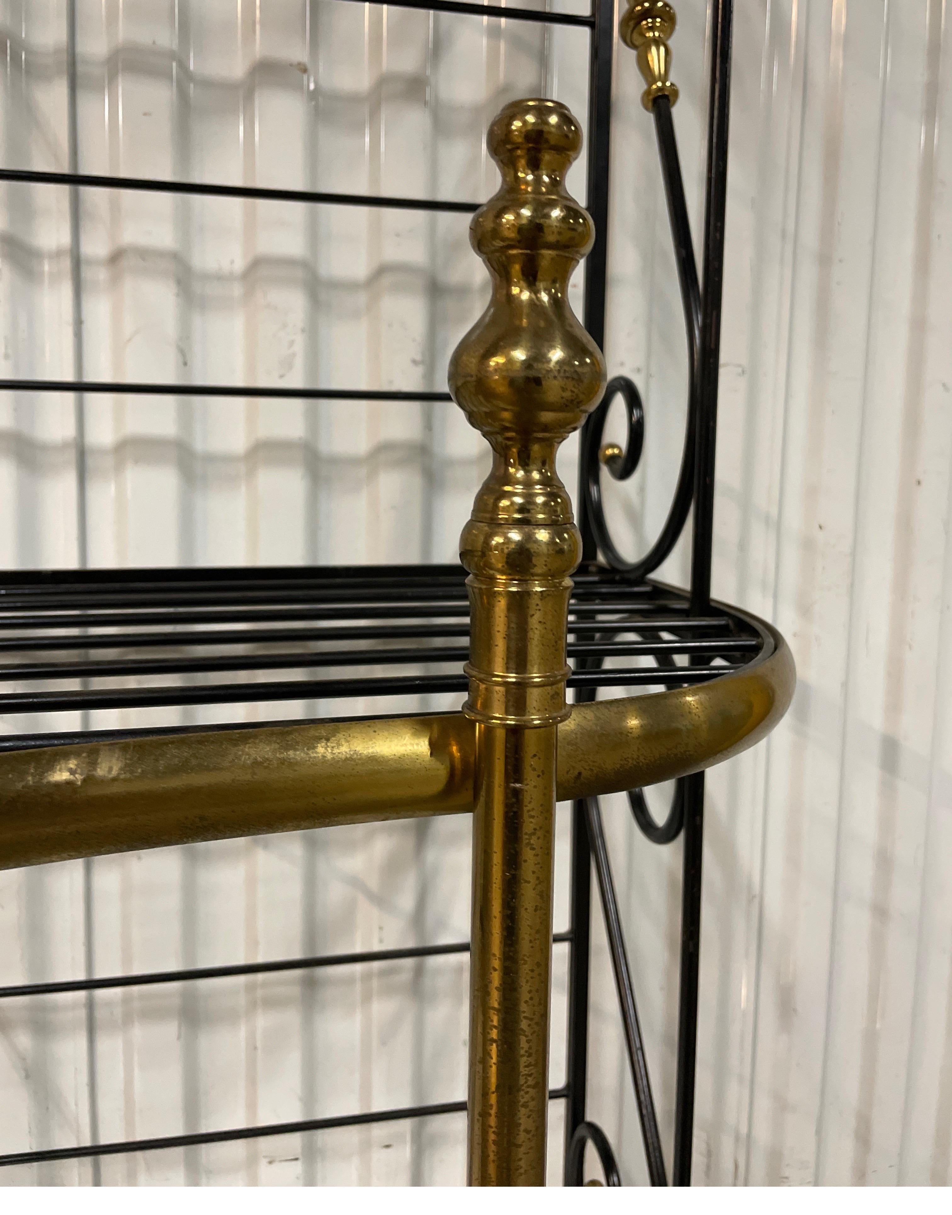 Vintage Wrought Iron & Brass French Baker's Rack 5