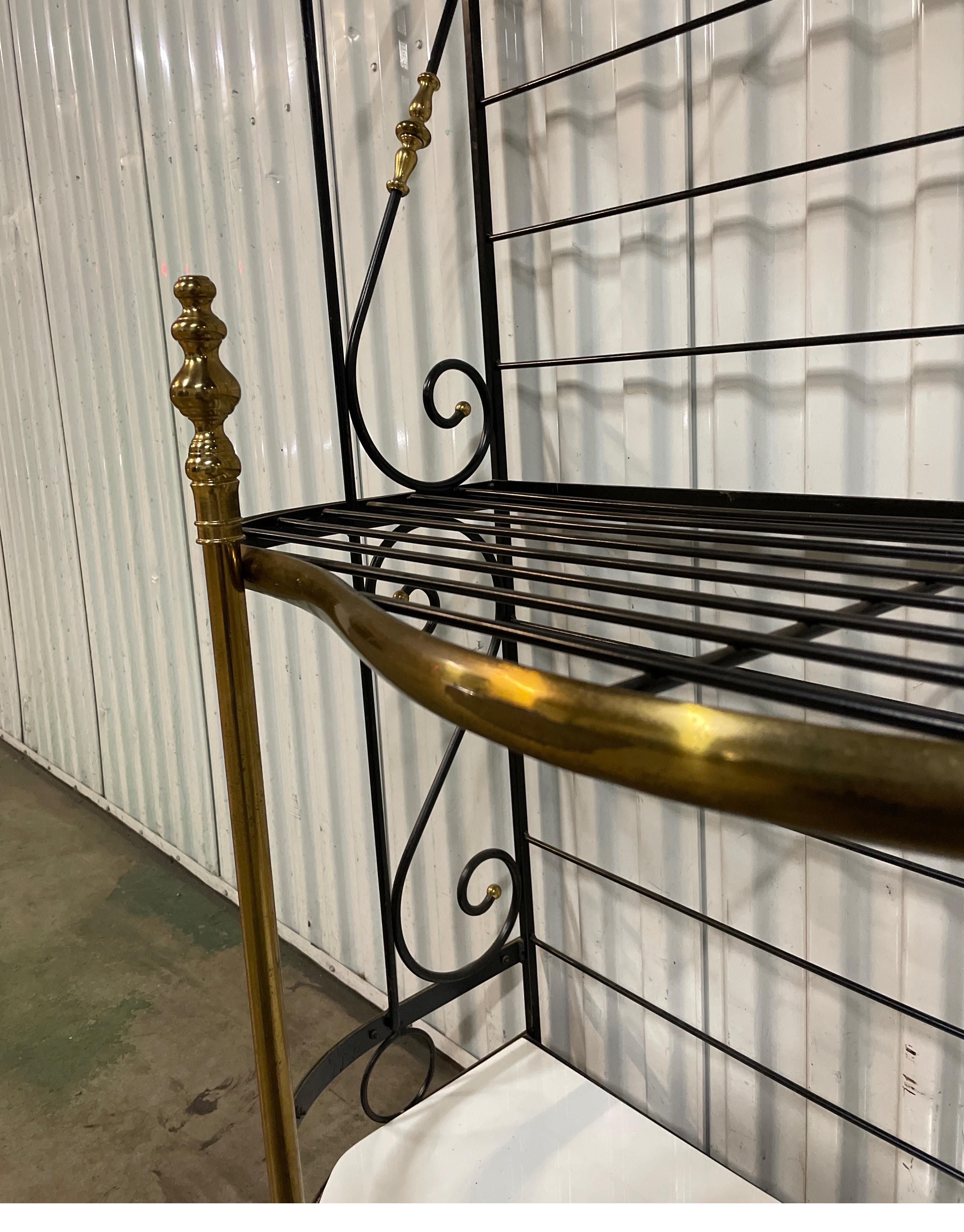 Vintage Wrought Iron & Brass French Baker's Rack 6
