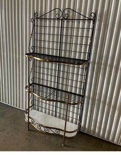 Vintage Wrought Iron & Brass French Baker's Rack