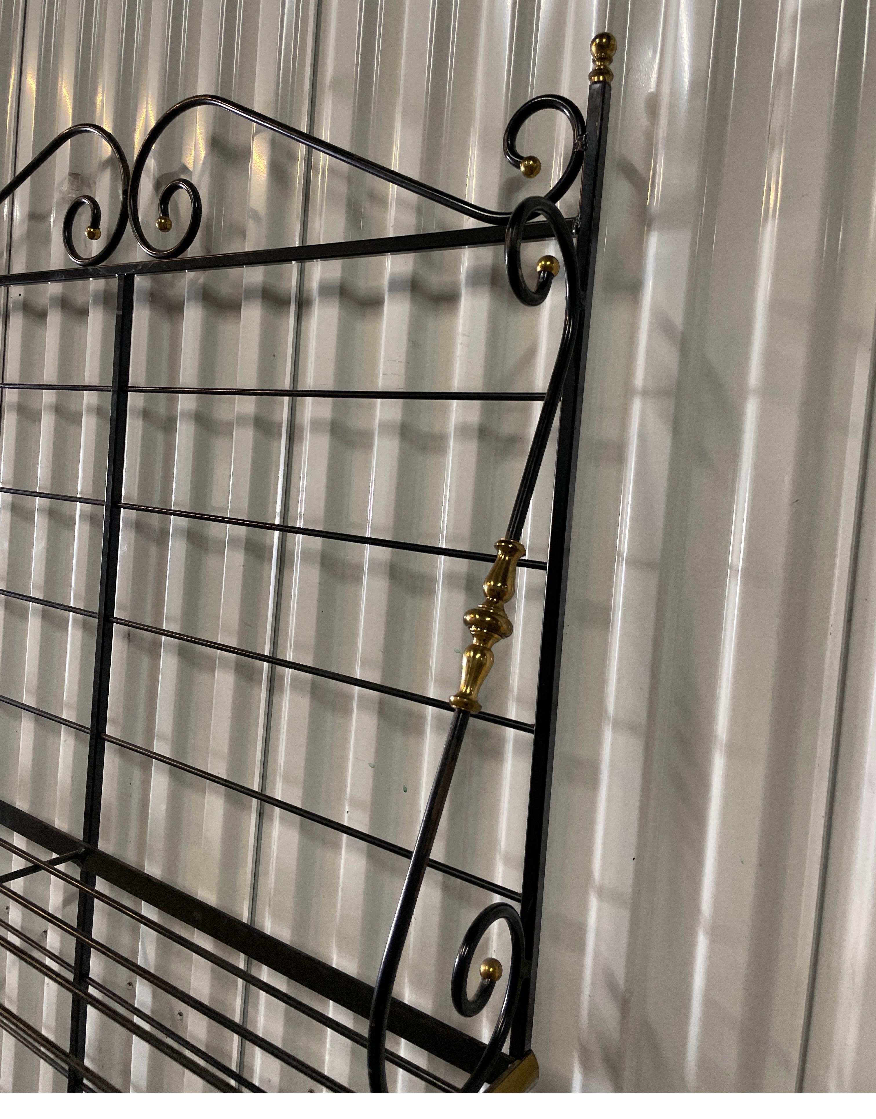 20th Century Vintage Wrought Iron & Brass French Baker's Rack