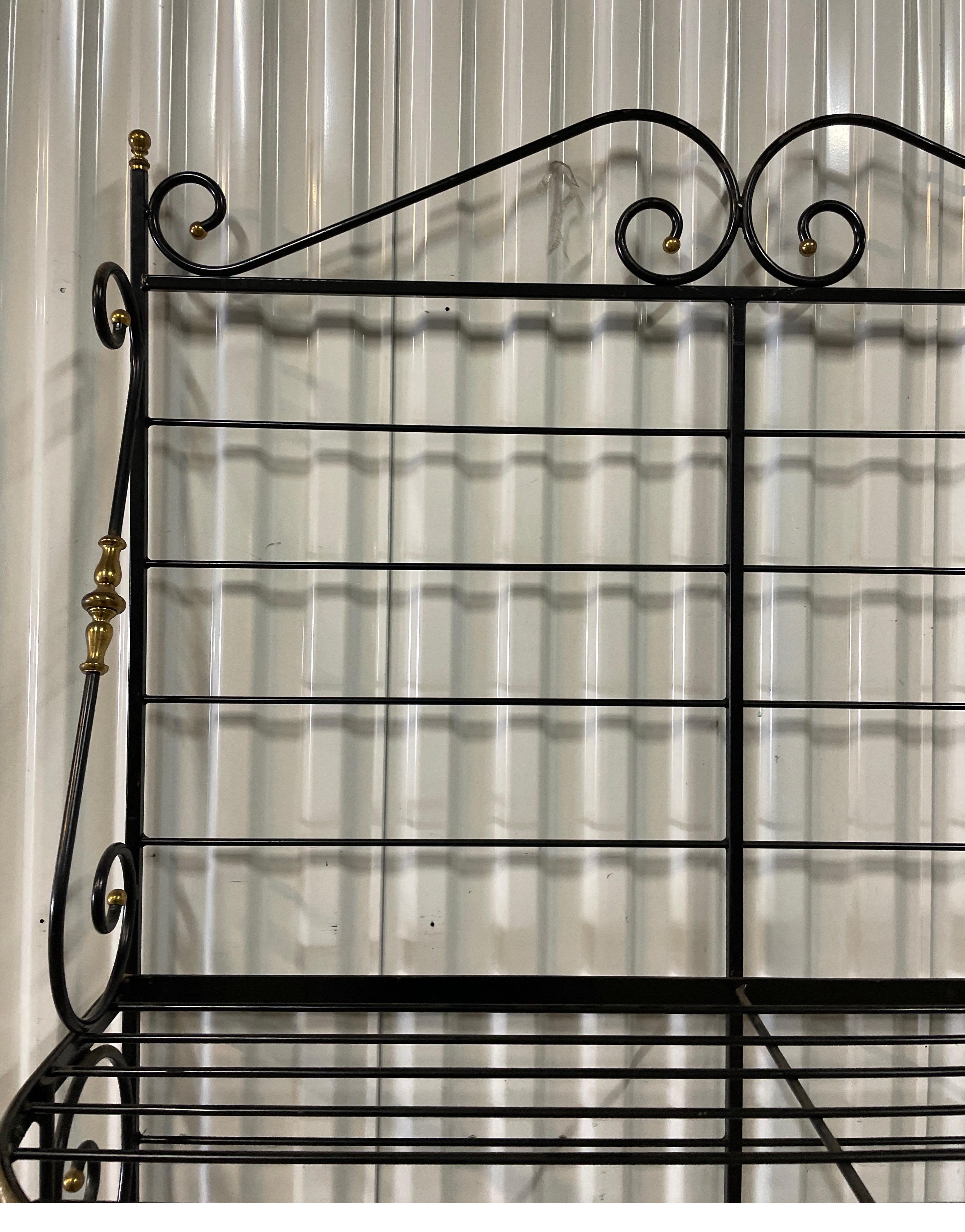 Vintage Wrought Iron & Brass French Baker's Rack 1