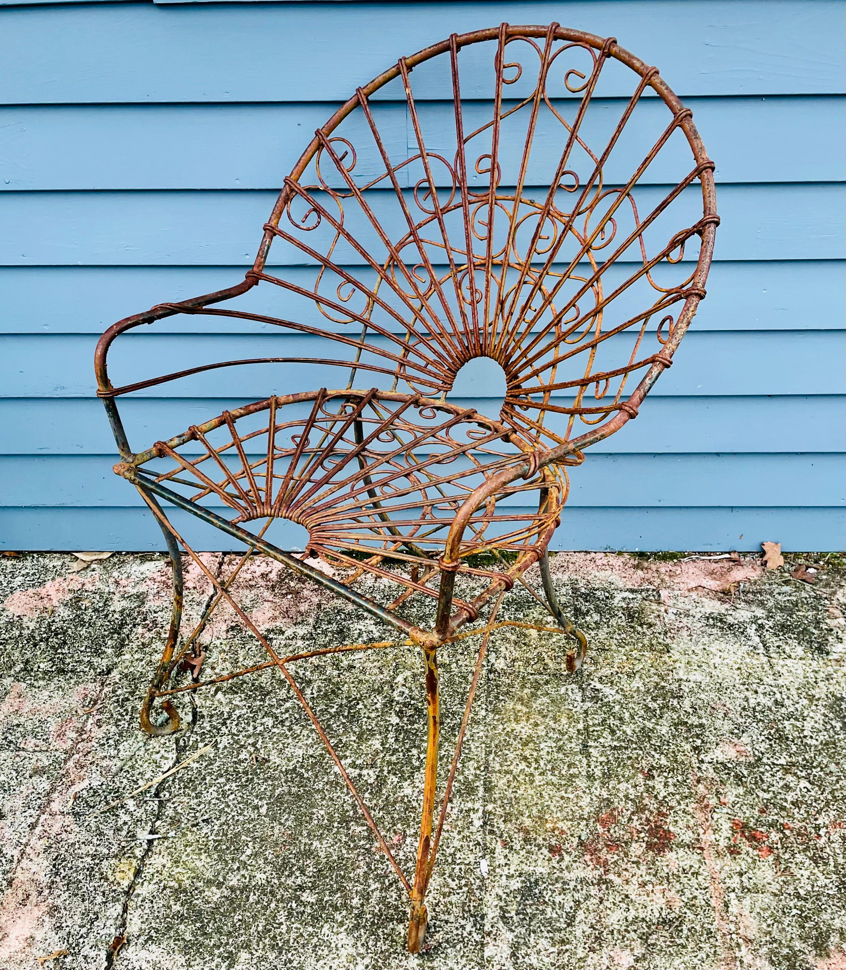 Vintage Wrought Iron Chairs A Pair of Wireworks For Sale 5