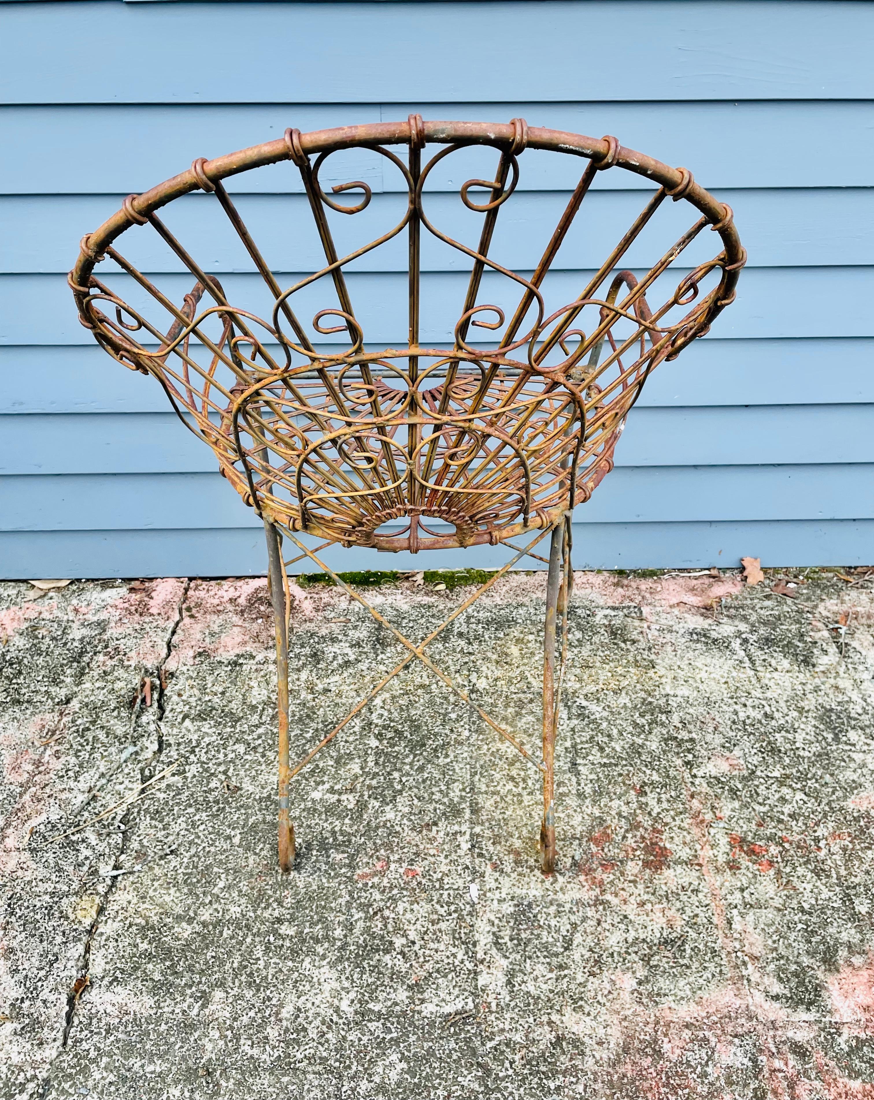 Vintage Wrought Iron Chairs A Pair of Wireworks For Sale 7