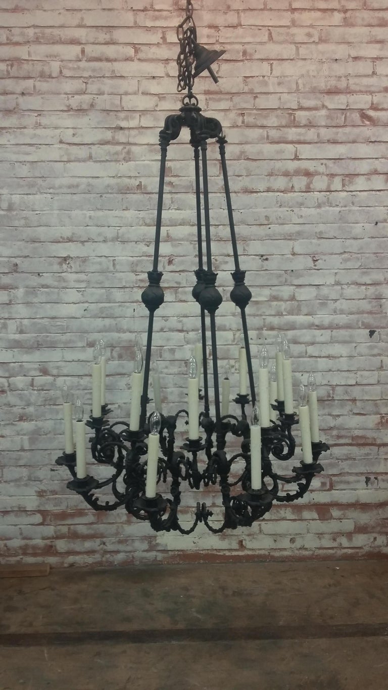 Vintage Wrought Iron Chandelier For Sale at 1stDibs
