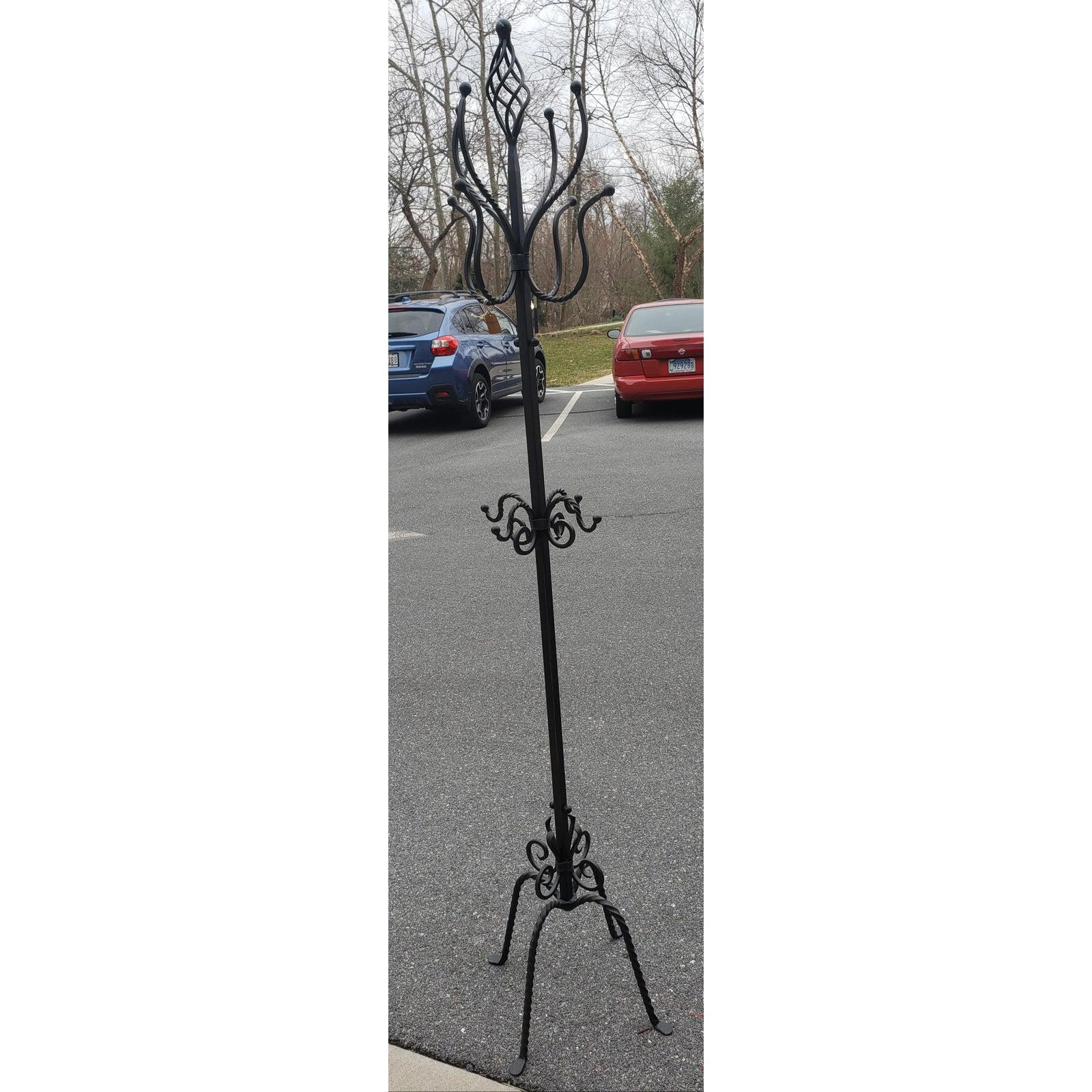 Mid-Century Modern Vintage Wrought Iron Coat Rack Coat Tree