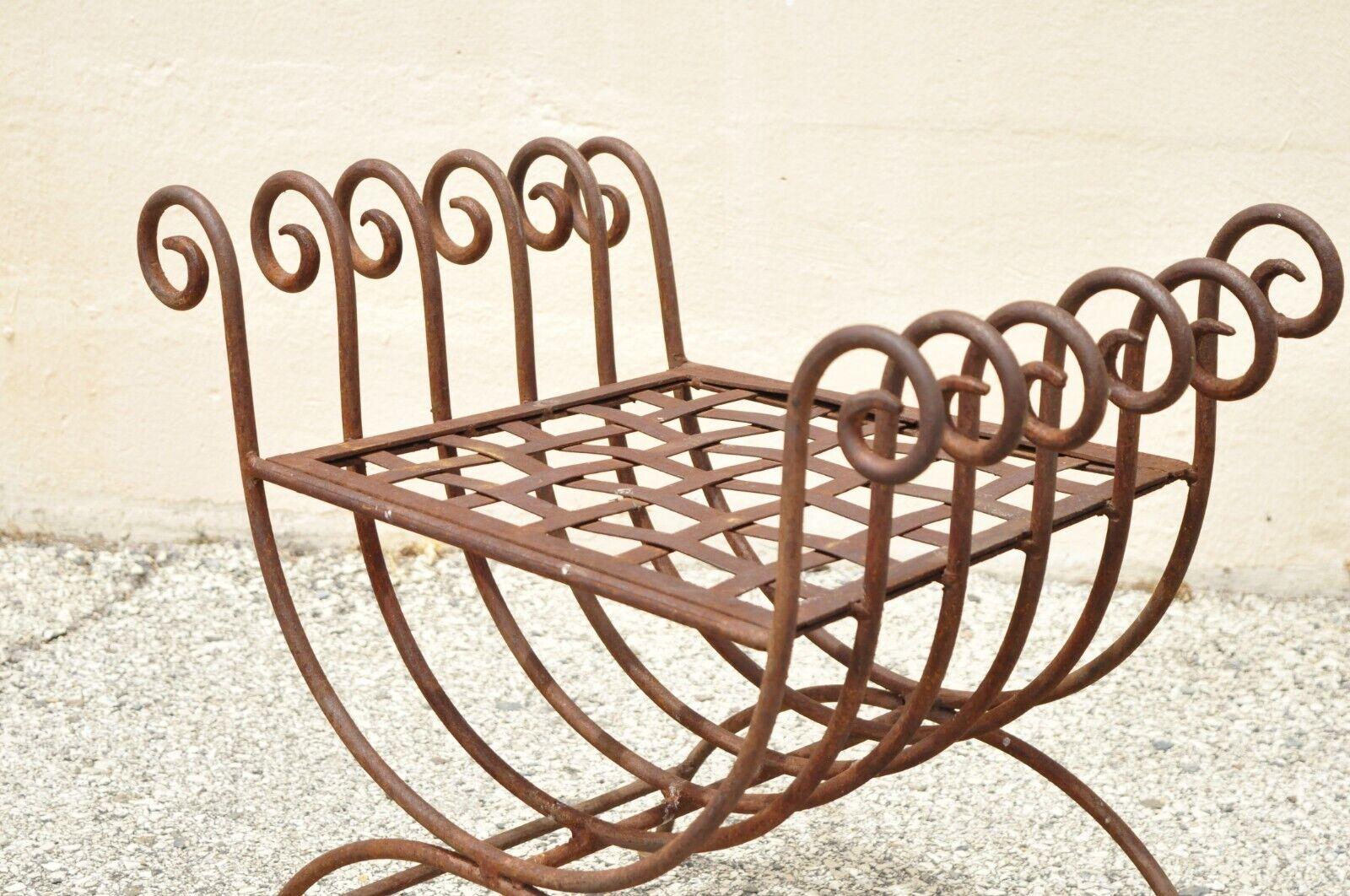 vintage wrought iron bench