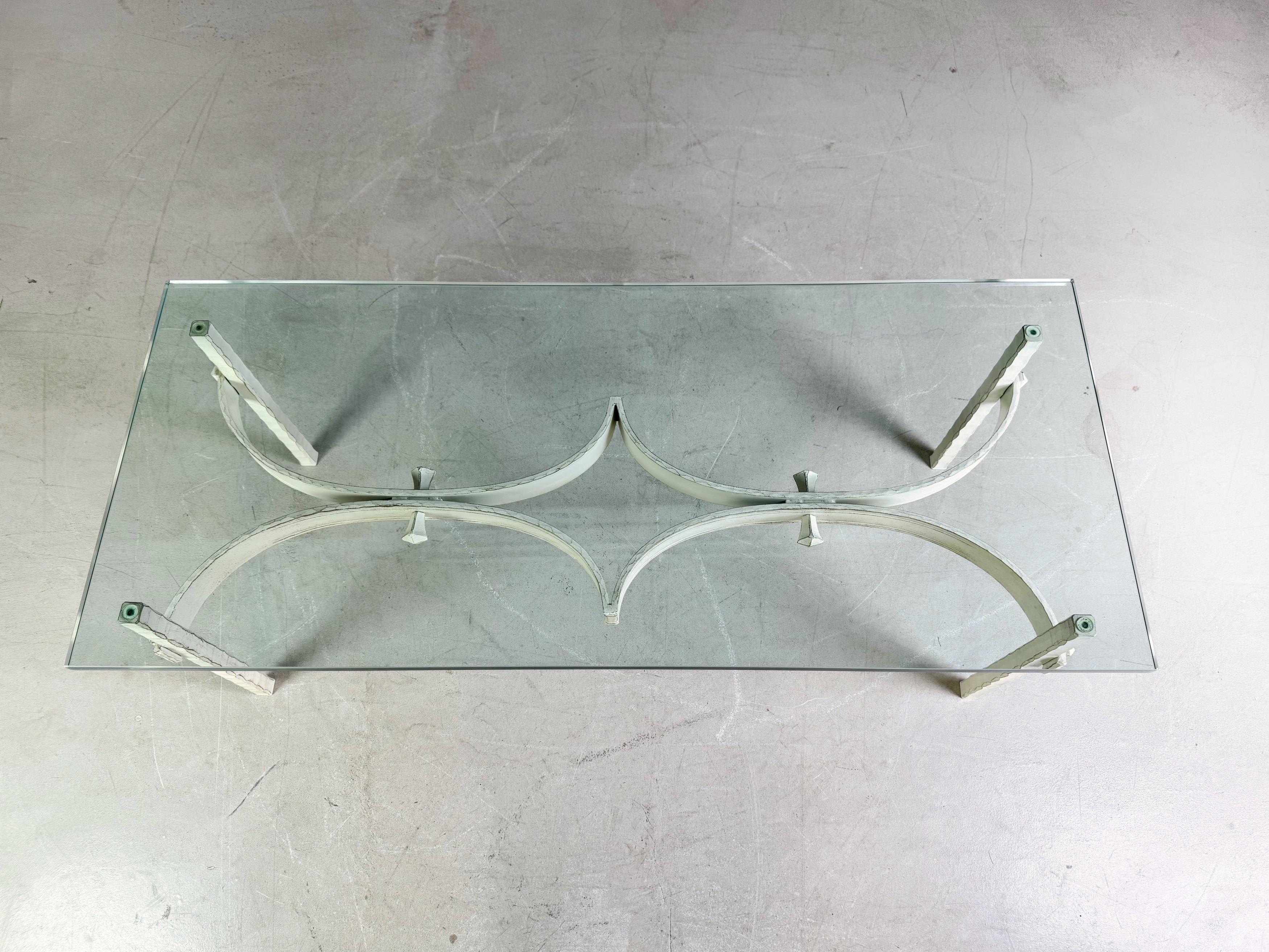Vintage Schmiedeeisen Design Couchtisch Glas Gusseisen Einzelstück (Ende des 20. Jahrhunderts) im Angebot