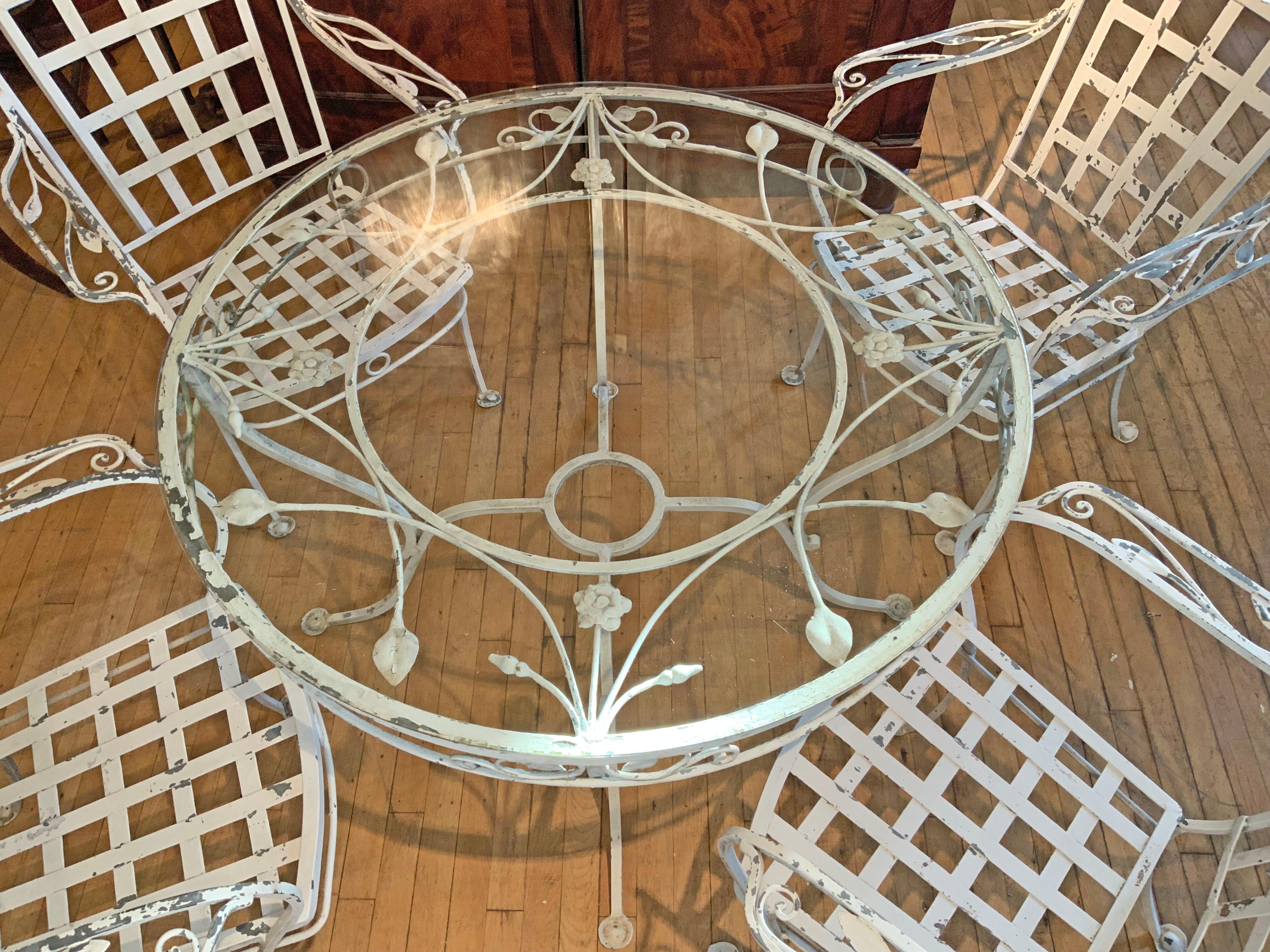 Mid-Century Modern Vintage Wrought Iron Dining Set by Salterini, c. 1950 For Sale