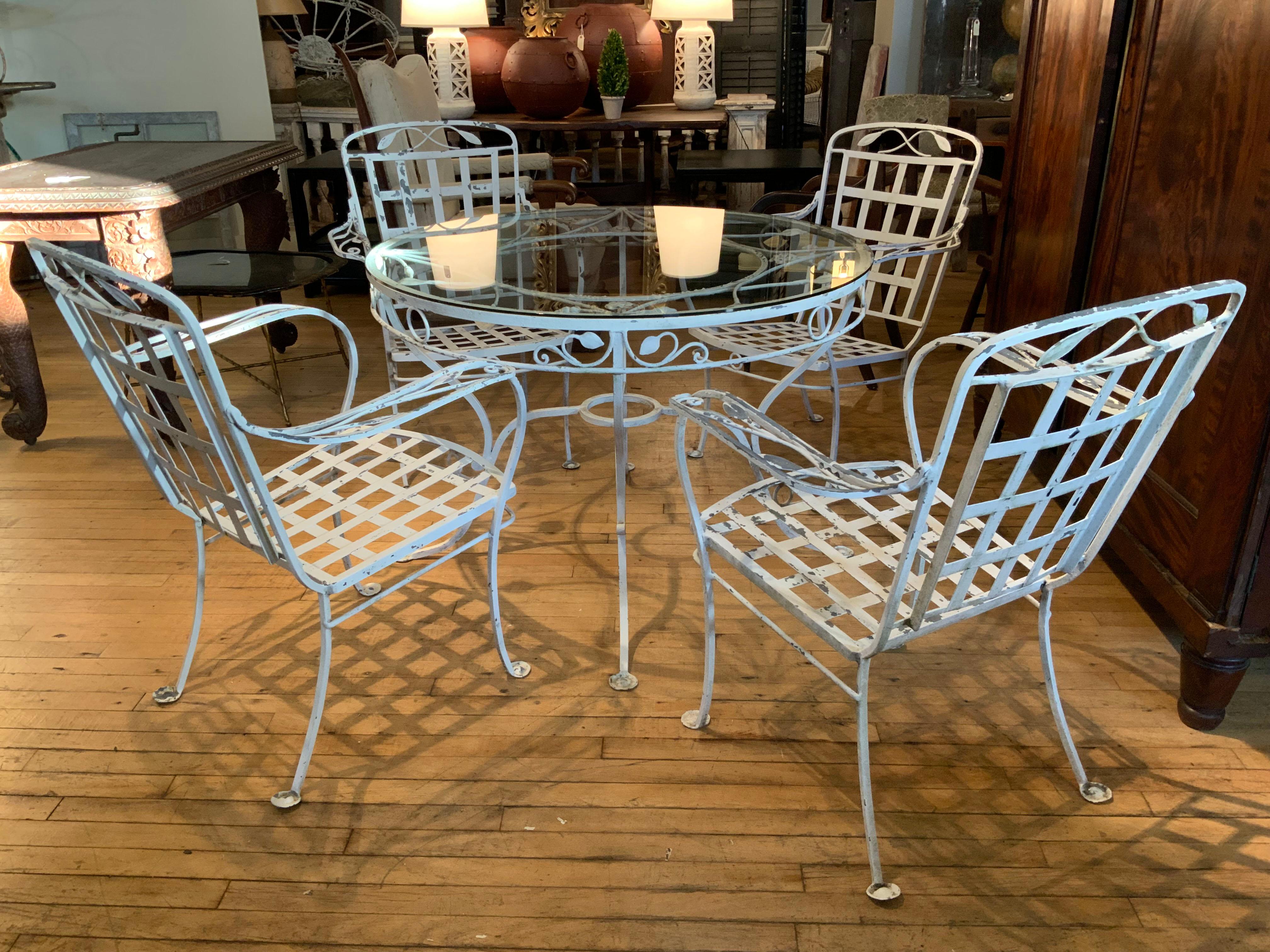 Mid-20th Century Vintage Wrought Iron Dining Set by Salterini, c. 1950 For Sale
