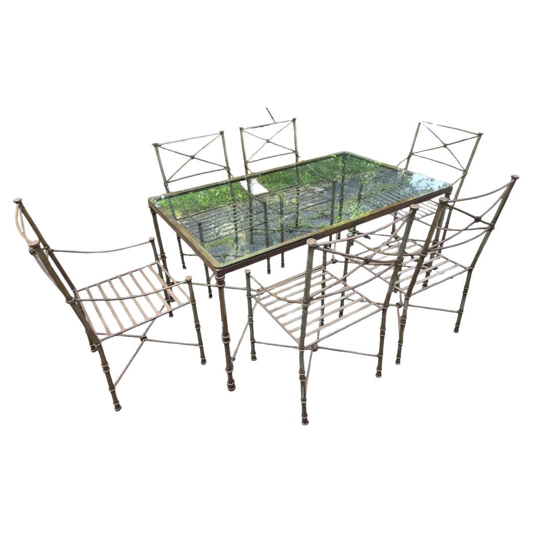 Vintage Wrought Iron Dining Set For Sale