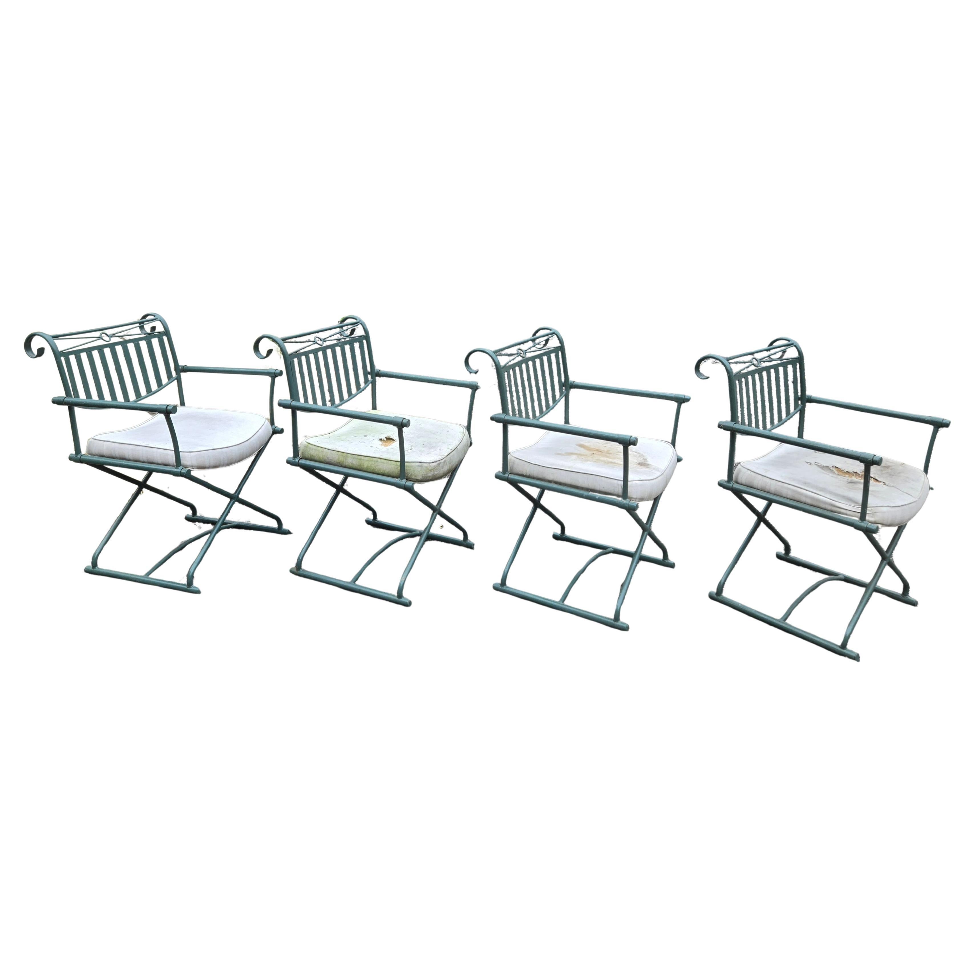 Vintage Wrought Iron Directors Chairs