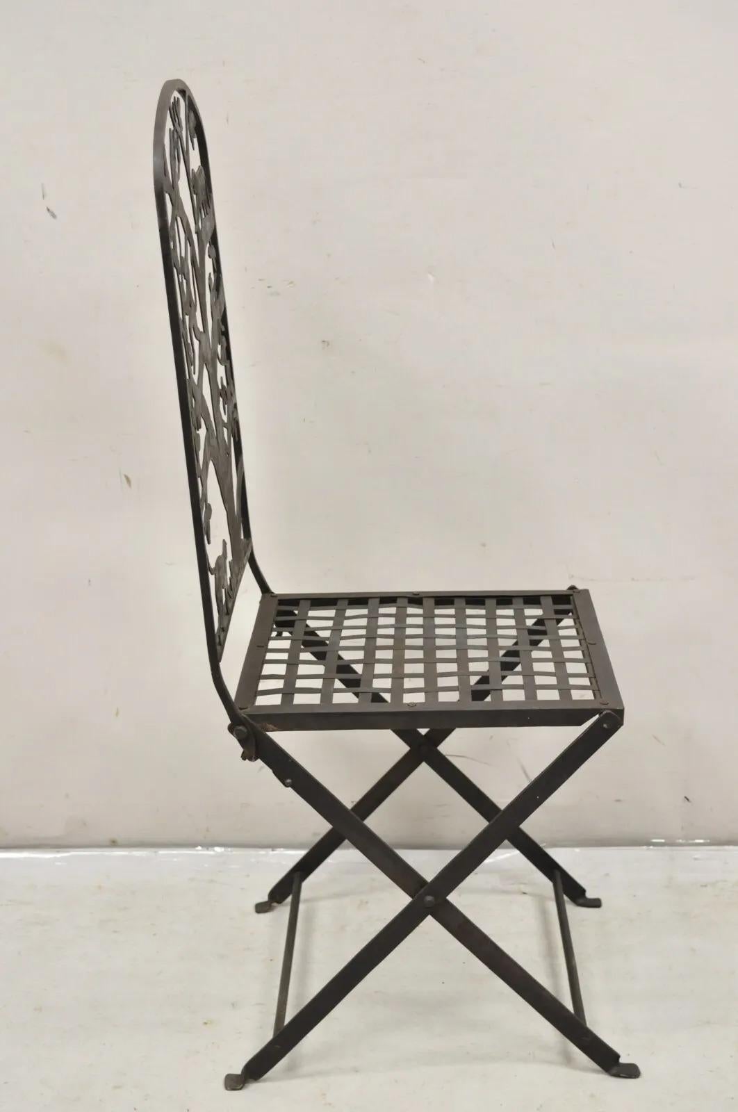 Vintage Wrought Iron Figural Monkeys In Tree Folding Garden Accent Chair For Sale 1