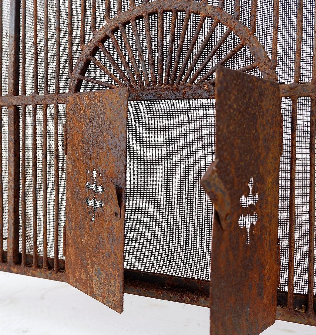 Ferro Paravento per caminetto in ferro battuto d'epoca - XX secolo in vendita