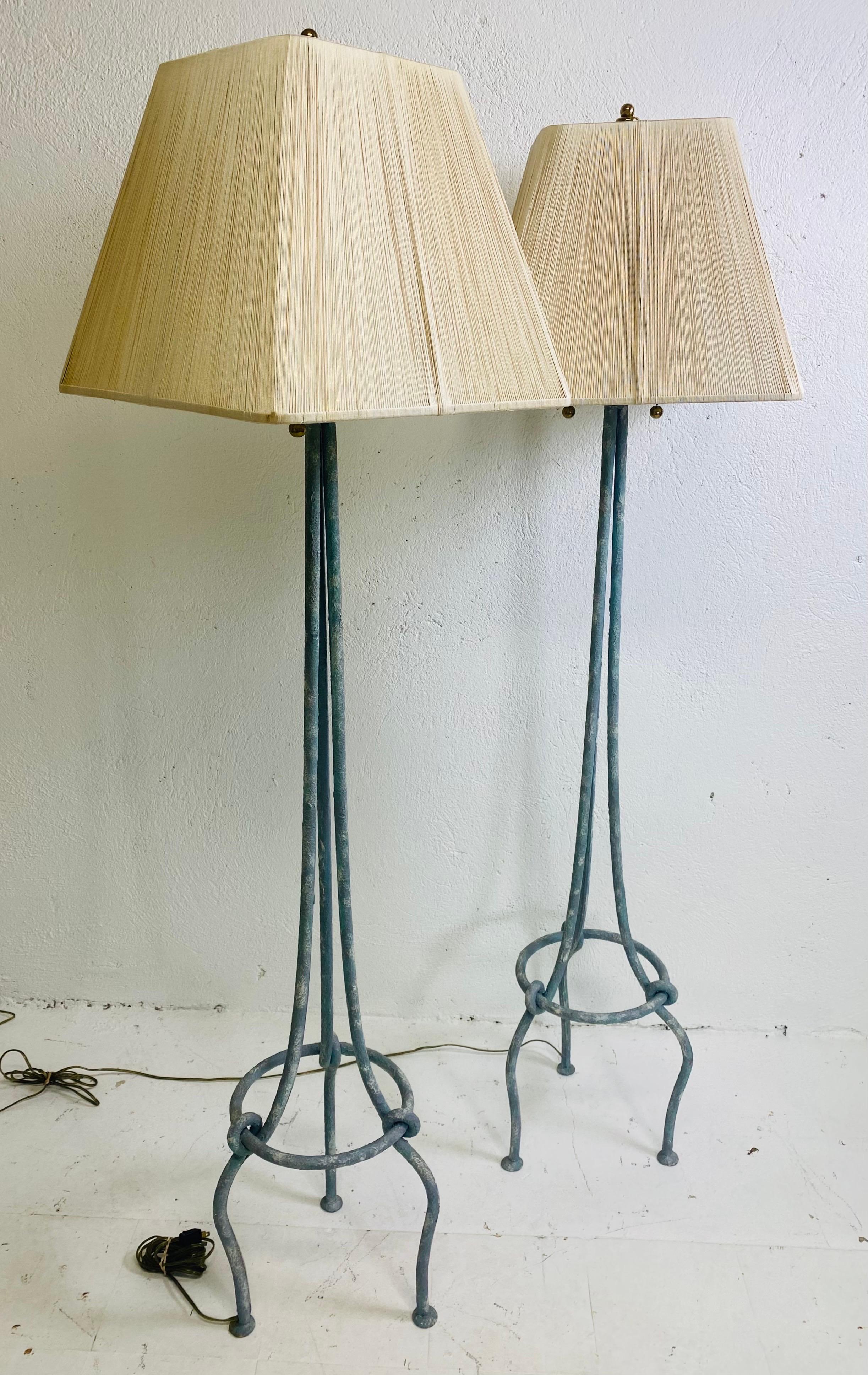 Hand-Crafted Vintage wrought iron floor lamps after Nierman weeks/repair For Sale