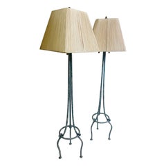 Lampade da terra in ferro battuto vintage dopo le settimane/riparazioni di Nierman