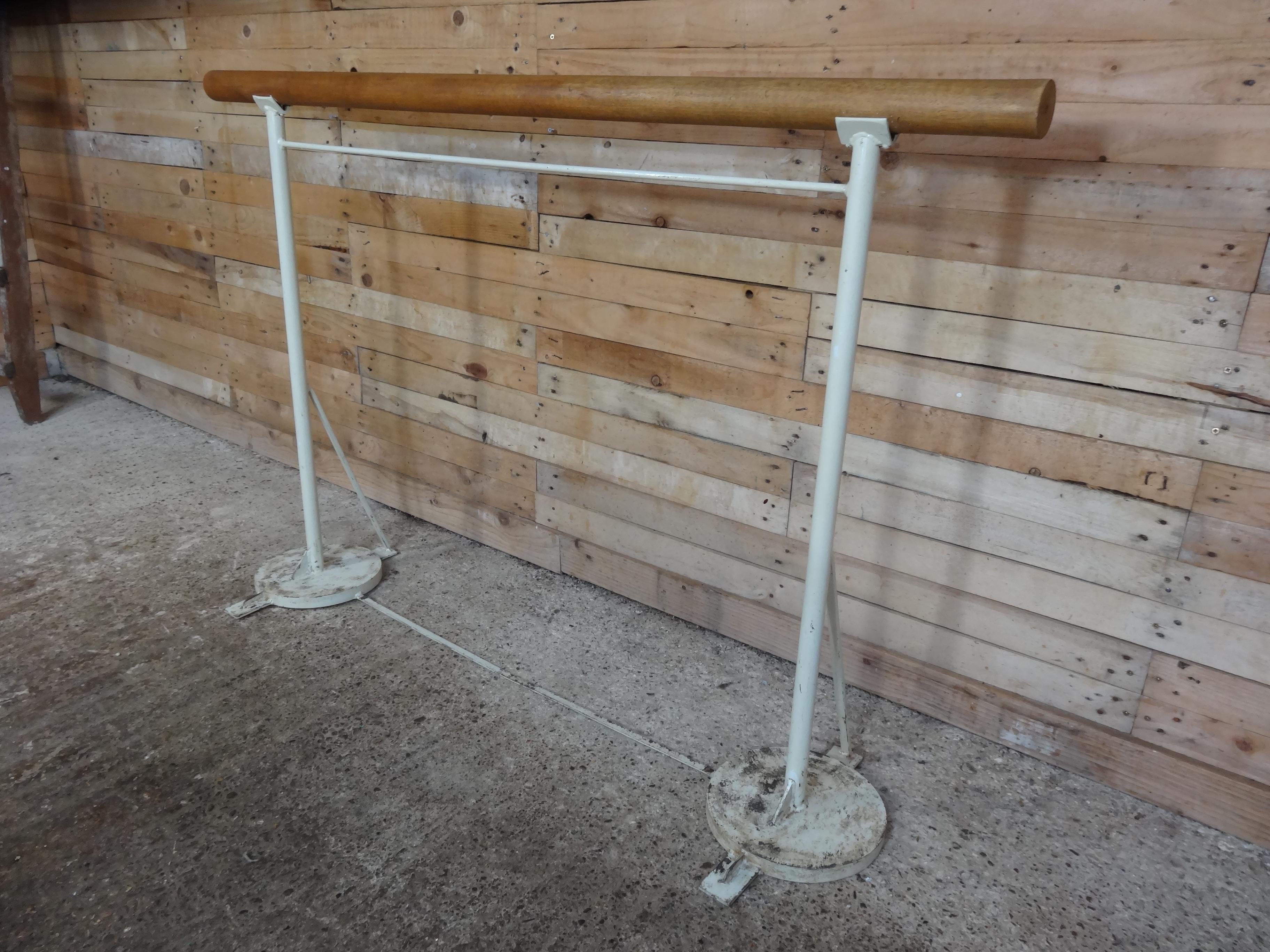 Vintage Wrought Iron Freestanding French Ballet Barre with Solid Oak ...