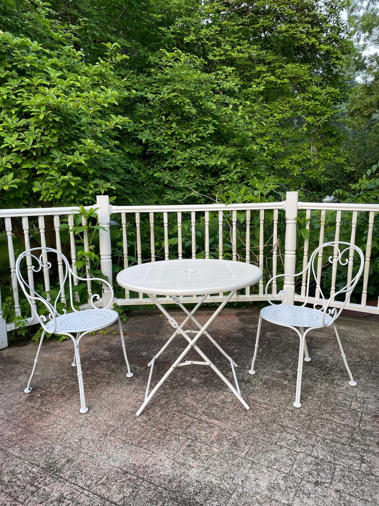 Vintage Russel Woodard Wrought Iron French Cafe Bistro Set For
