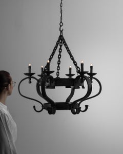 Vintage Wrought Iron French Gothic Chandelier