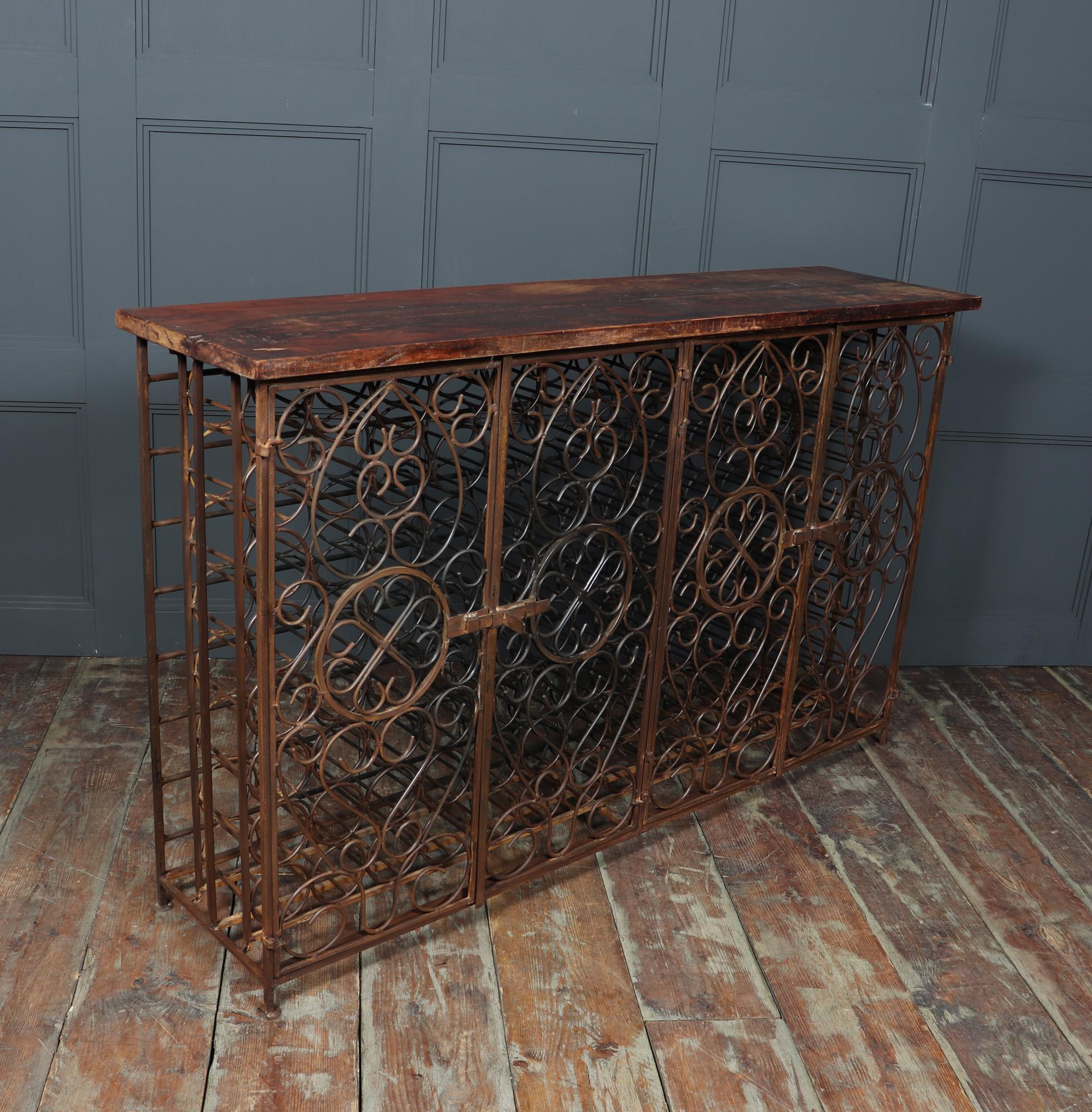 Vintage Wrought Iron French Wine Rack Cabinet 7